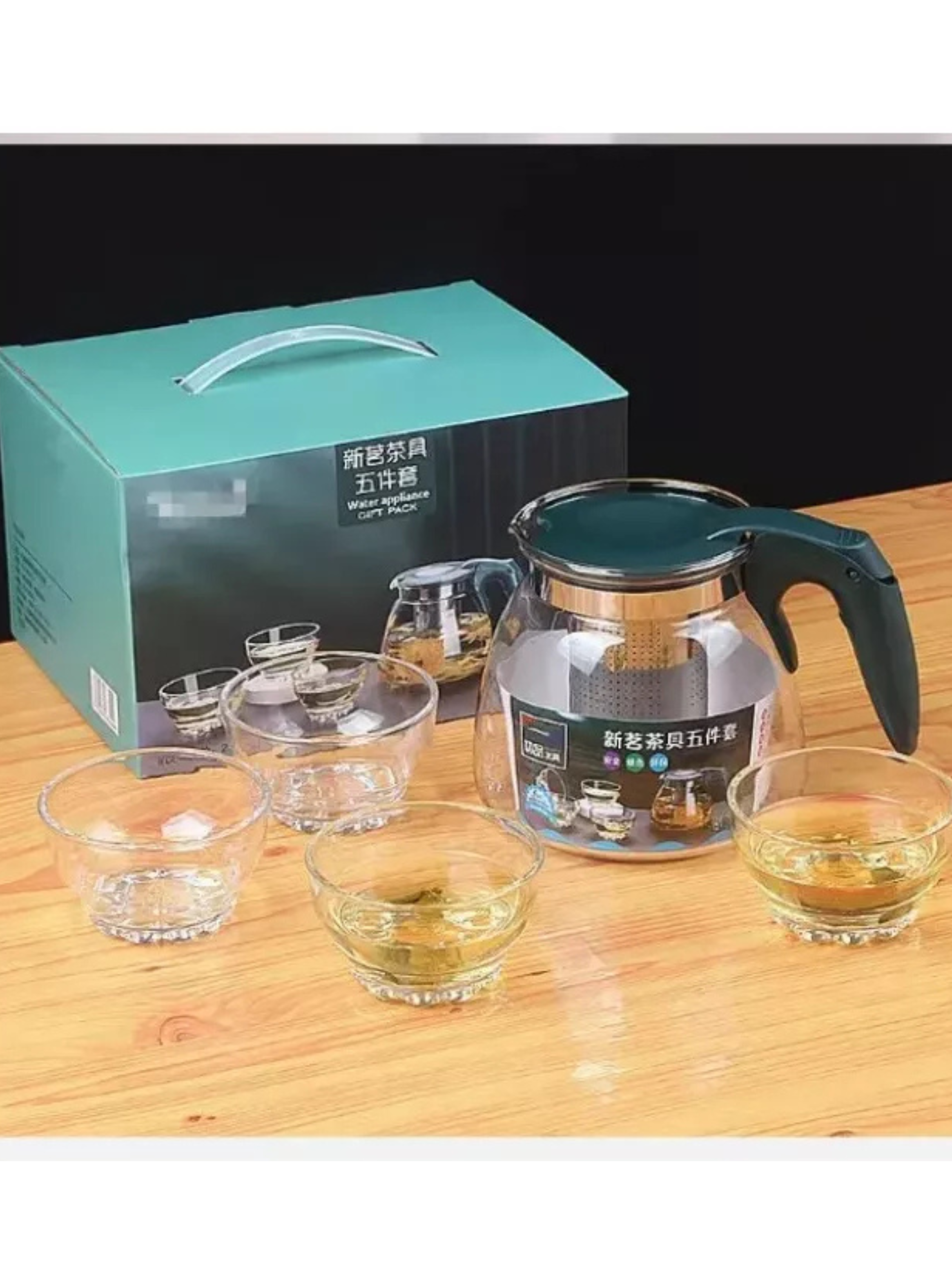 Set Tetera De Vidrio Infusión Té Con Filtro Acero Incluye 4 Tazas-5