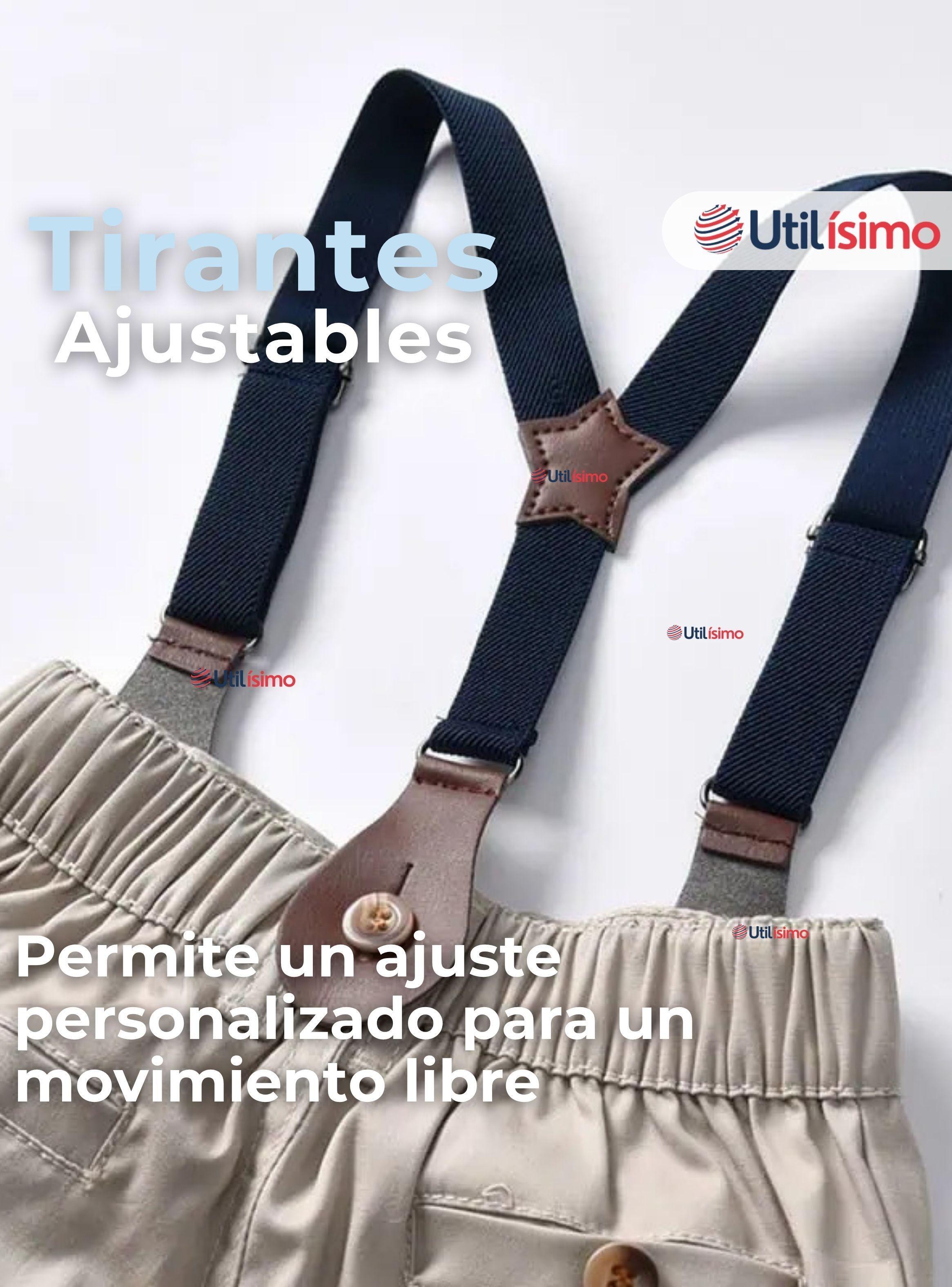 Conjunto de Vestir con Tirantes Camisa Azul Pantalón Corto Algodón Bebe y Niño-5