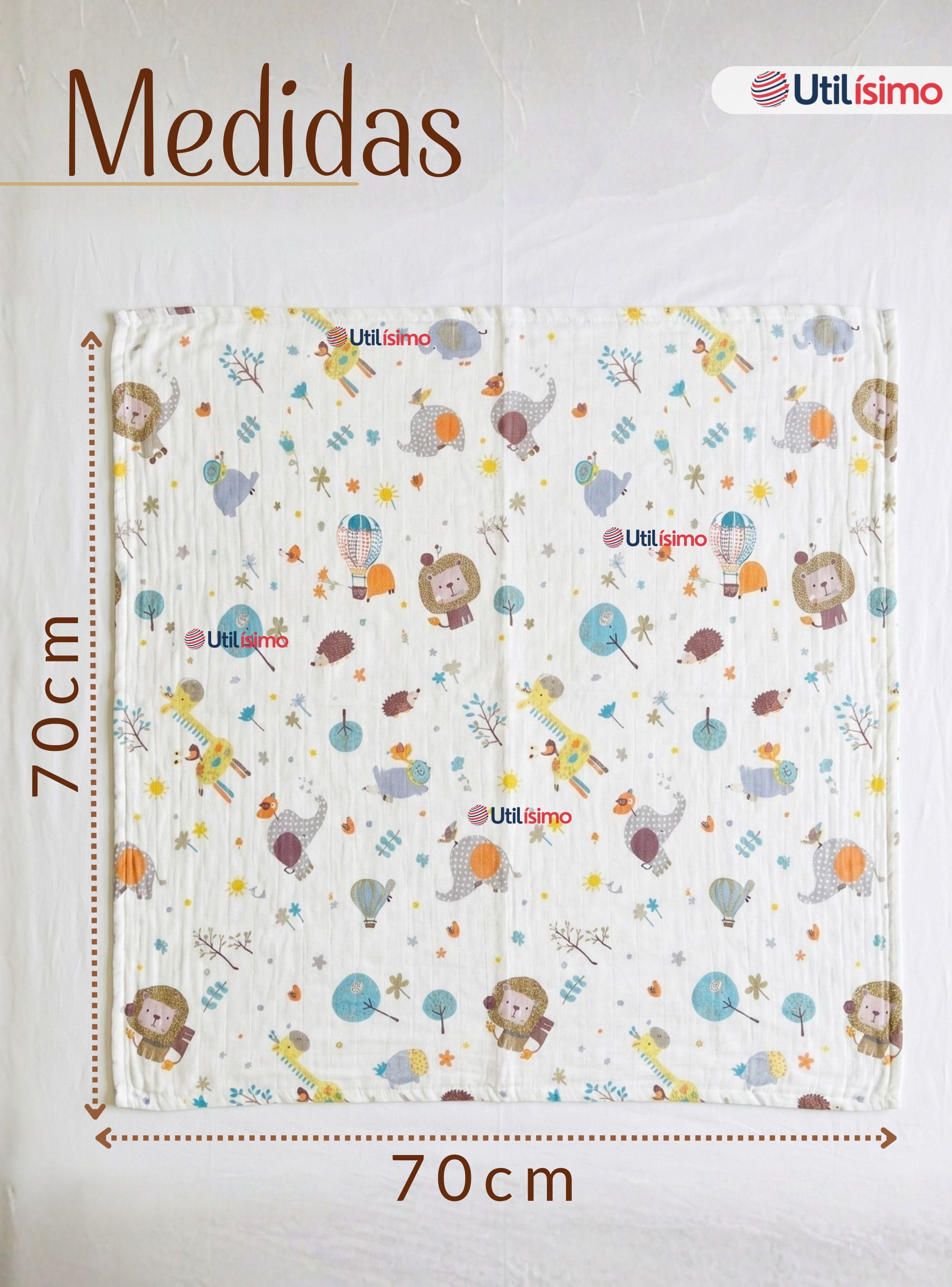 Pack 3 Mantas Muselina 70x 70 CM Bebé Niño Multiuso 100% Algodón Diseño Surtidos-3