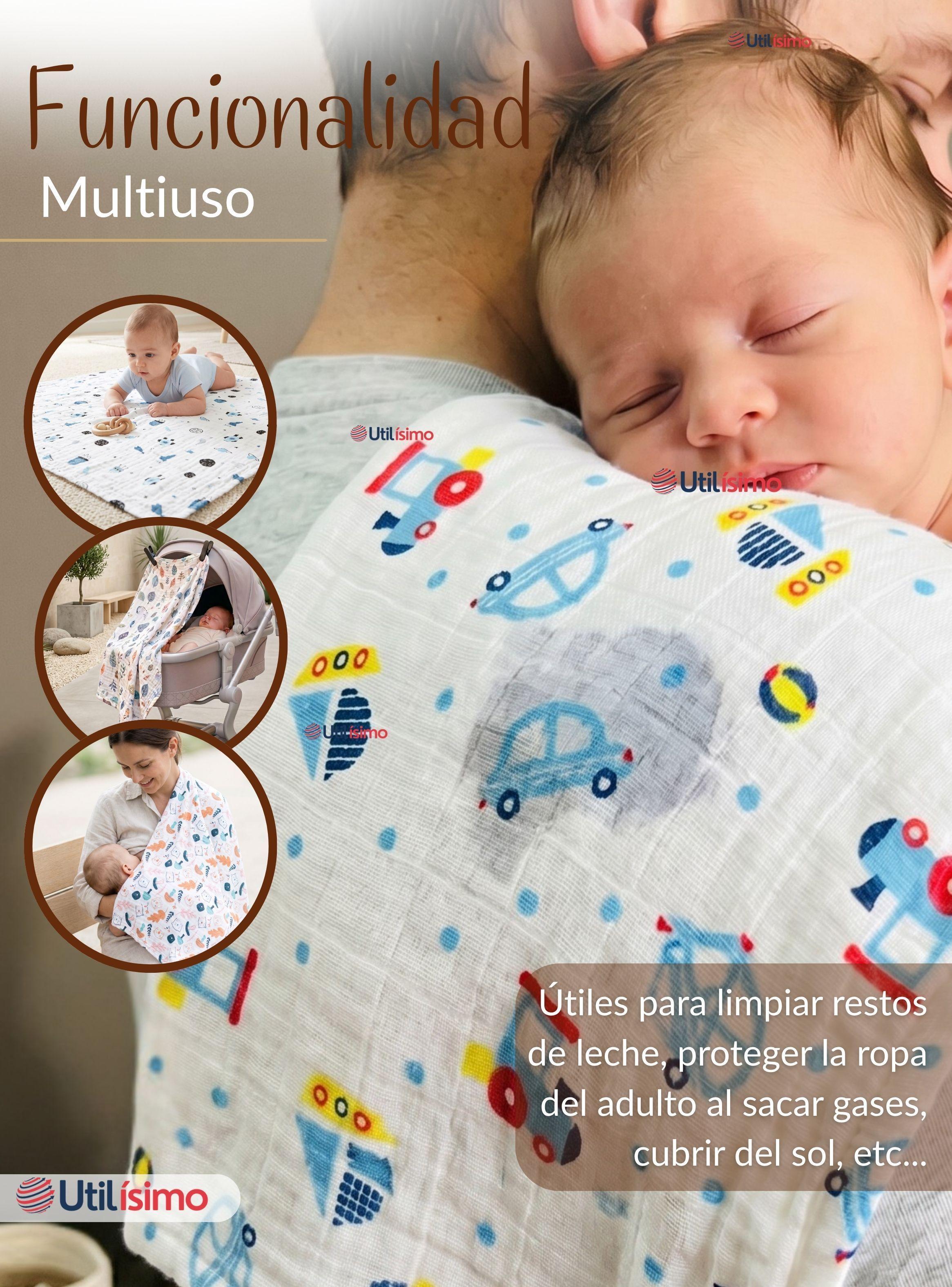 Pack 3 Mantas Muselina 70x 70 CM Bebé Niño Multiuso 100% Algodón Diseño Surtidos-6