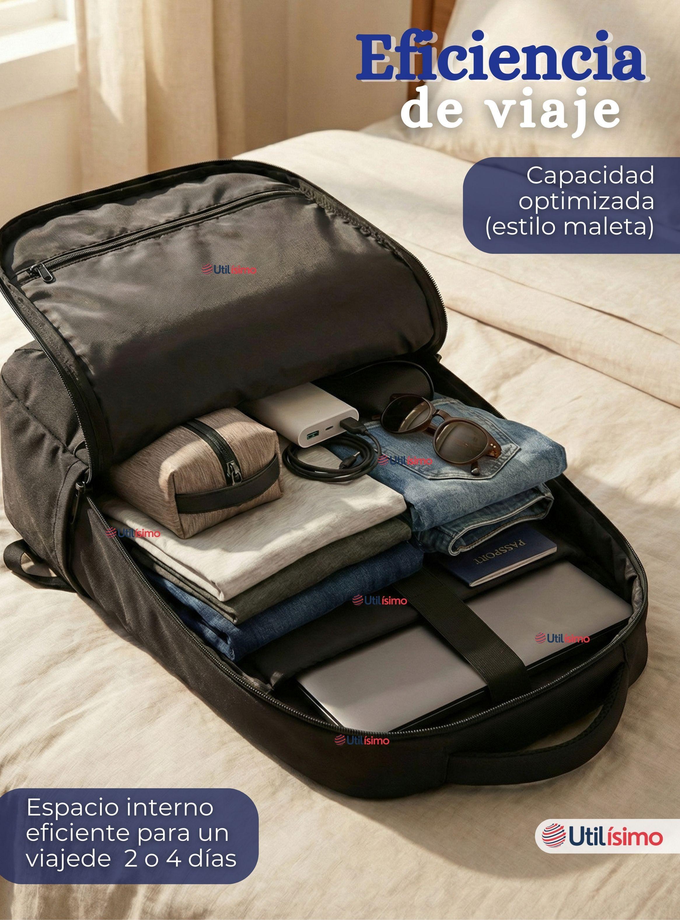 Mochila Multifuncional Escolar Ejecutiva Viaje Impermeable Resistente Notebook 46cm Negro 23L-5