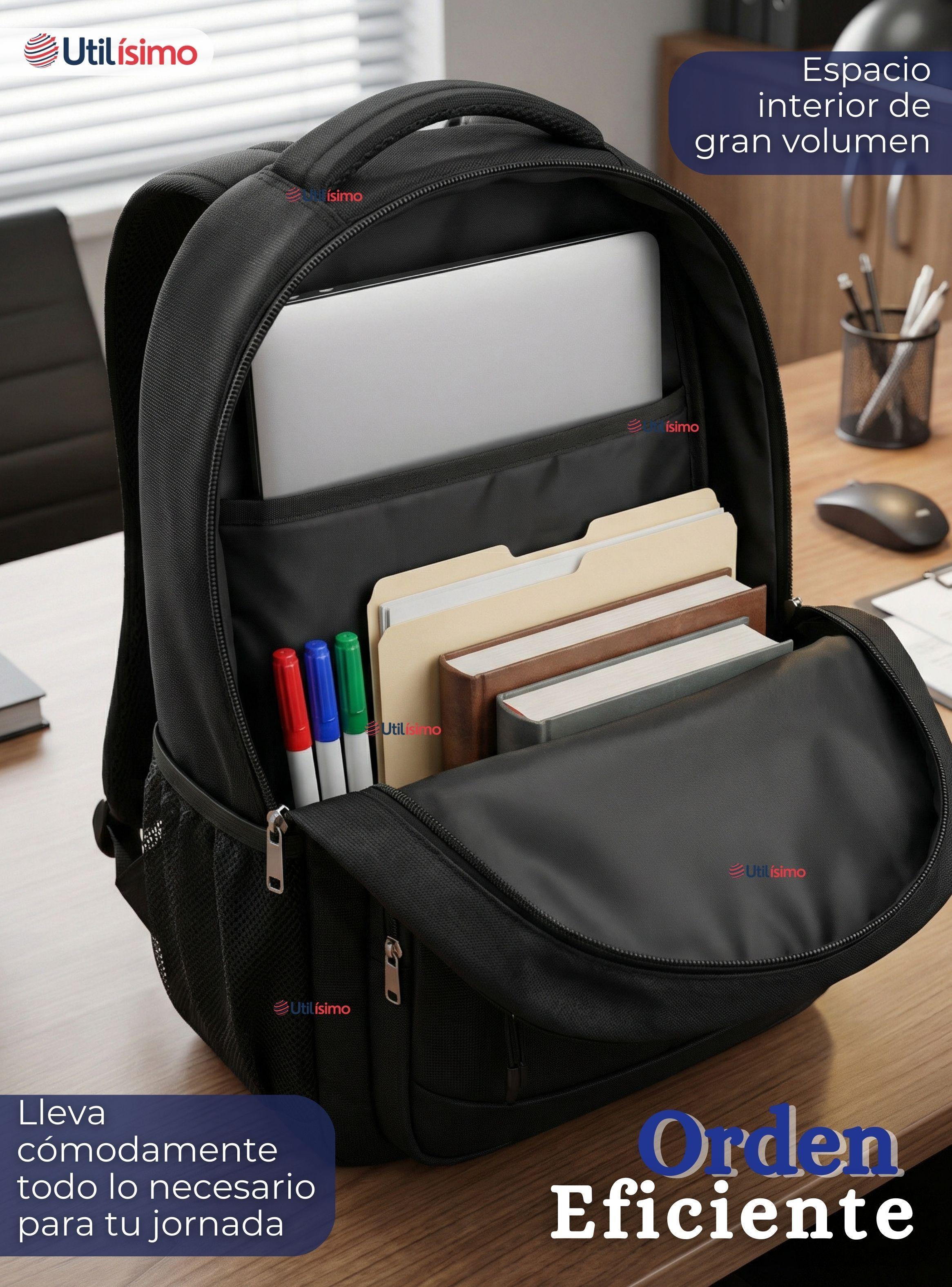 Mochila Multifuncional Escolar Ejecutiva Viaje Impermeable Resistente Notebook 46cm Negro 23L-6