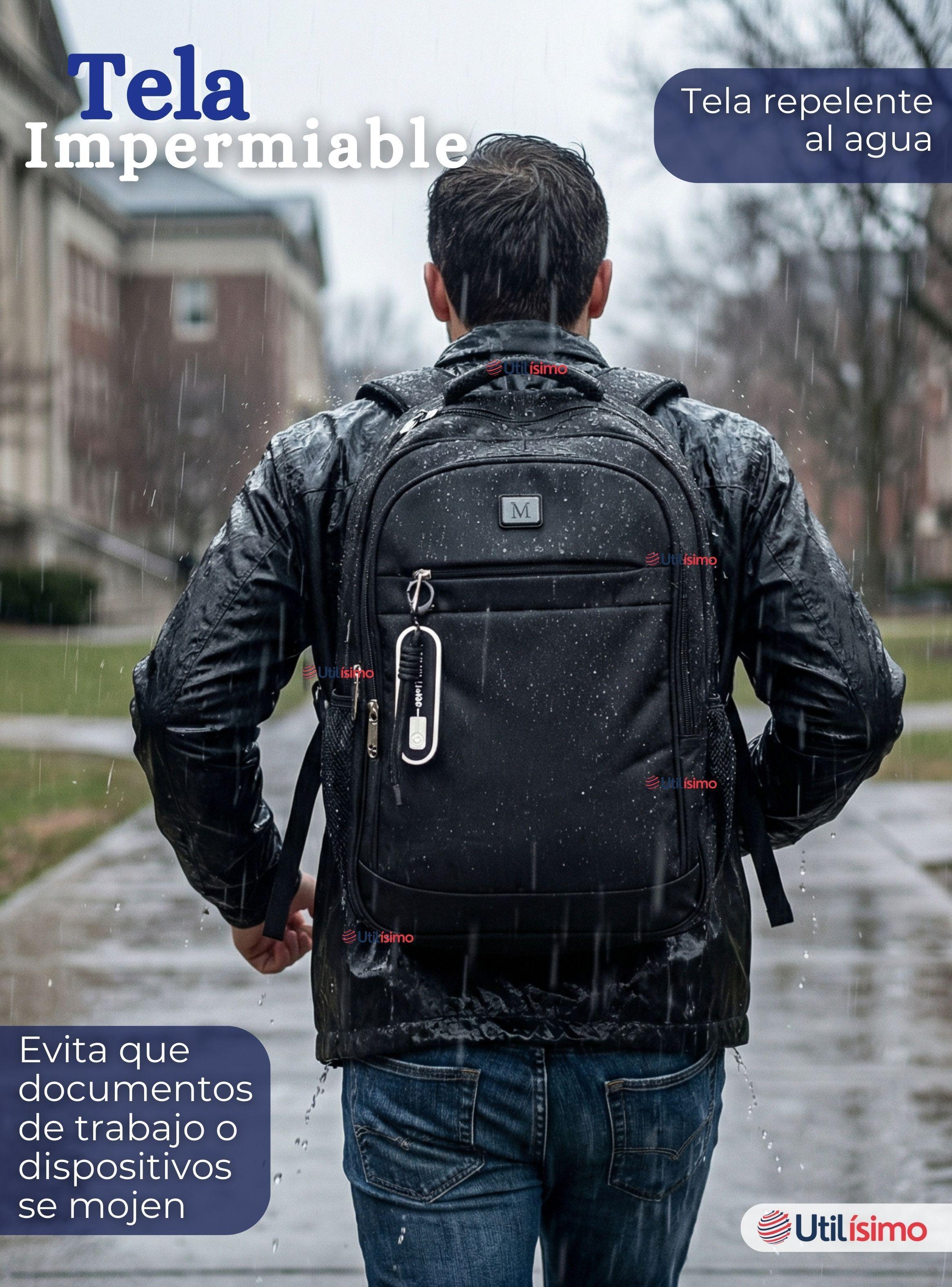 Mochila Multifuncional Escolar Ejecutiva Viaje Impermeable Resistente Notebook 46cm Negro 23L-7