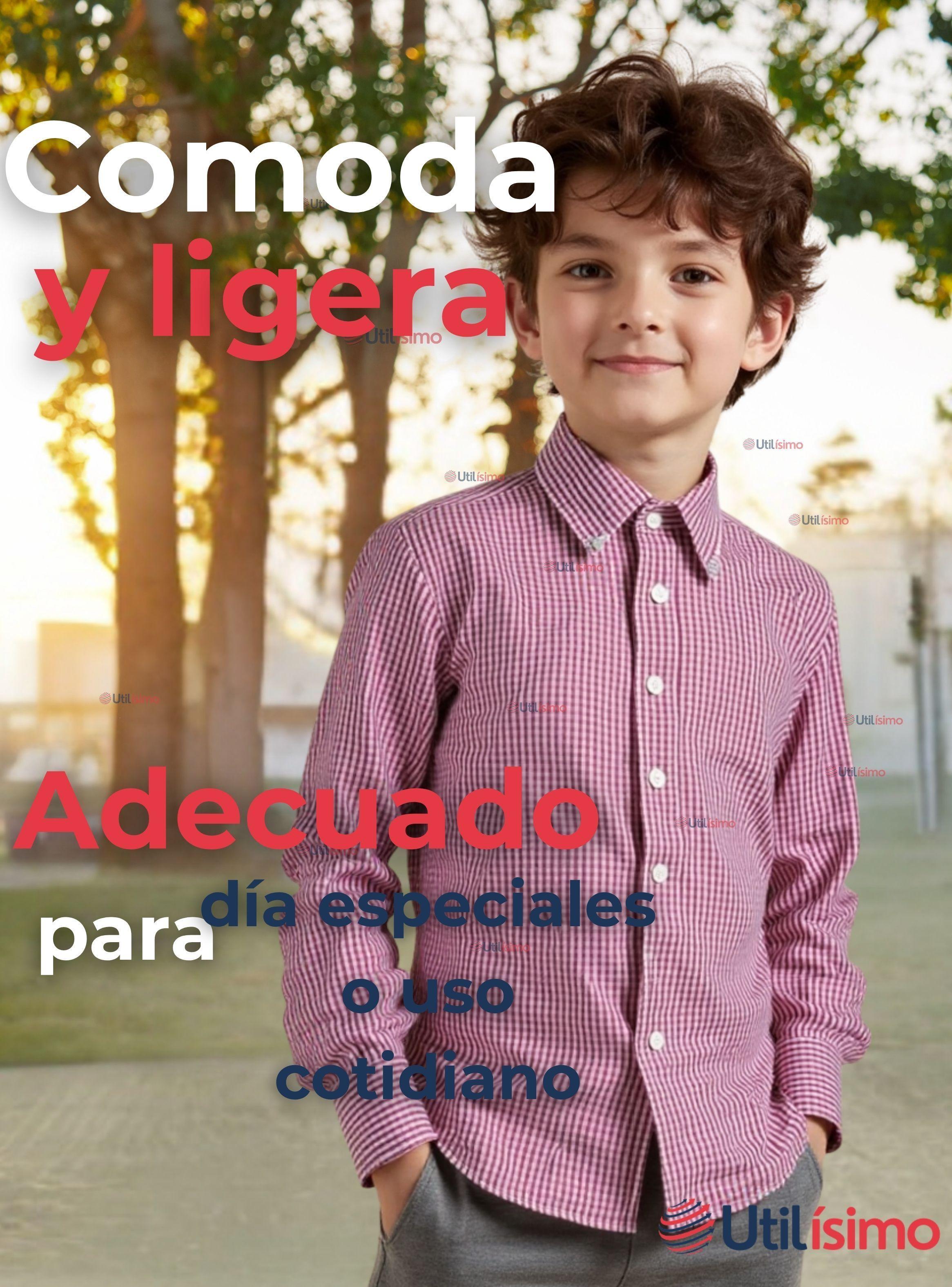 Camisa Huaso Cuadrillé Algodón Niño Juvenil Color Rojo-5