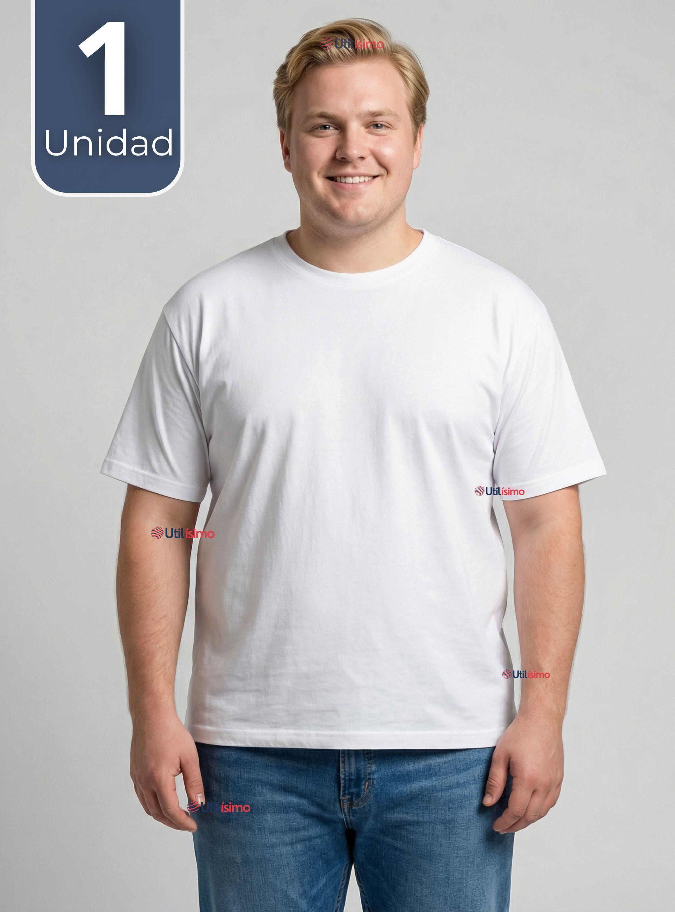 Camiseta Polera 100% Algodón Básica Lisa Elástica Hombre Color Blanco-0