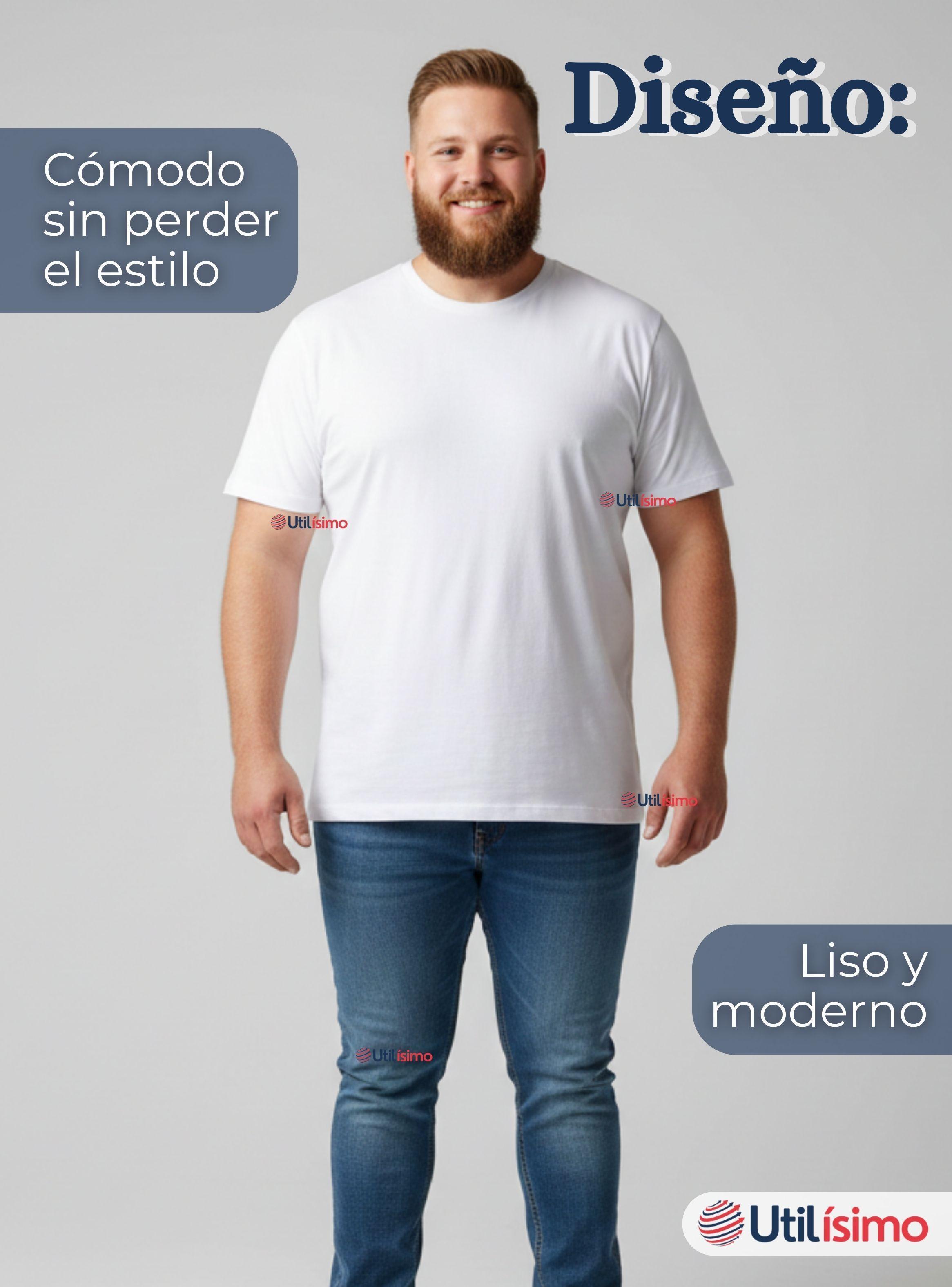 Camiseta Polera 100% Algodón Básica Lisa Elástica Hombre Color Blanco-3