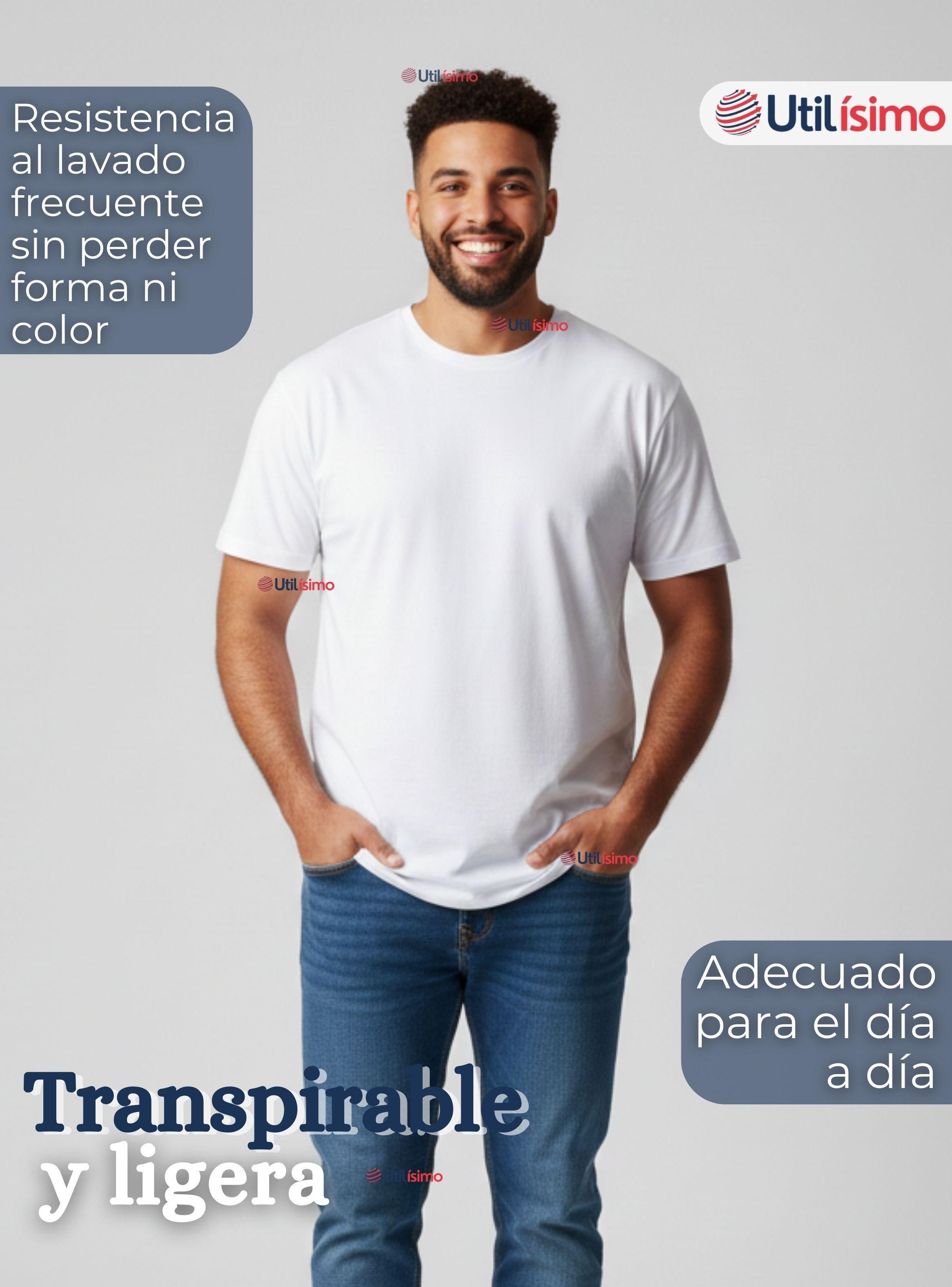 Camiseta Polera 100% Algodón Básica Lisa Elástica Hombre Color Blanco-4