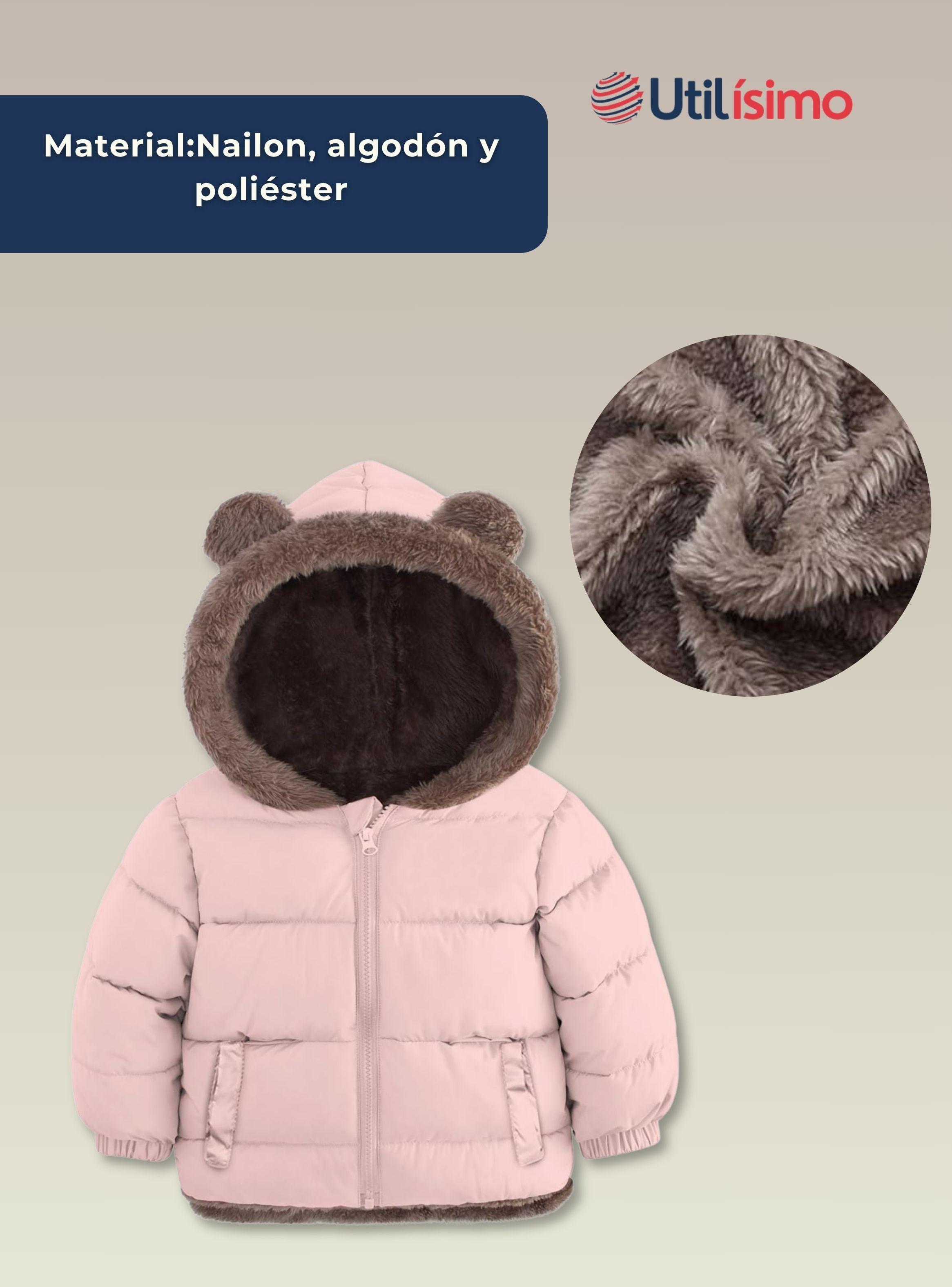 Parka Con Capucha Manga Larga Niña Orejitas Rosa-4