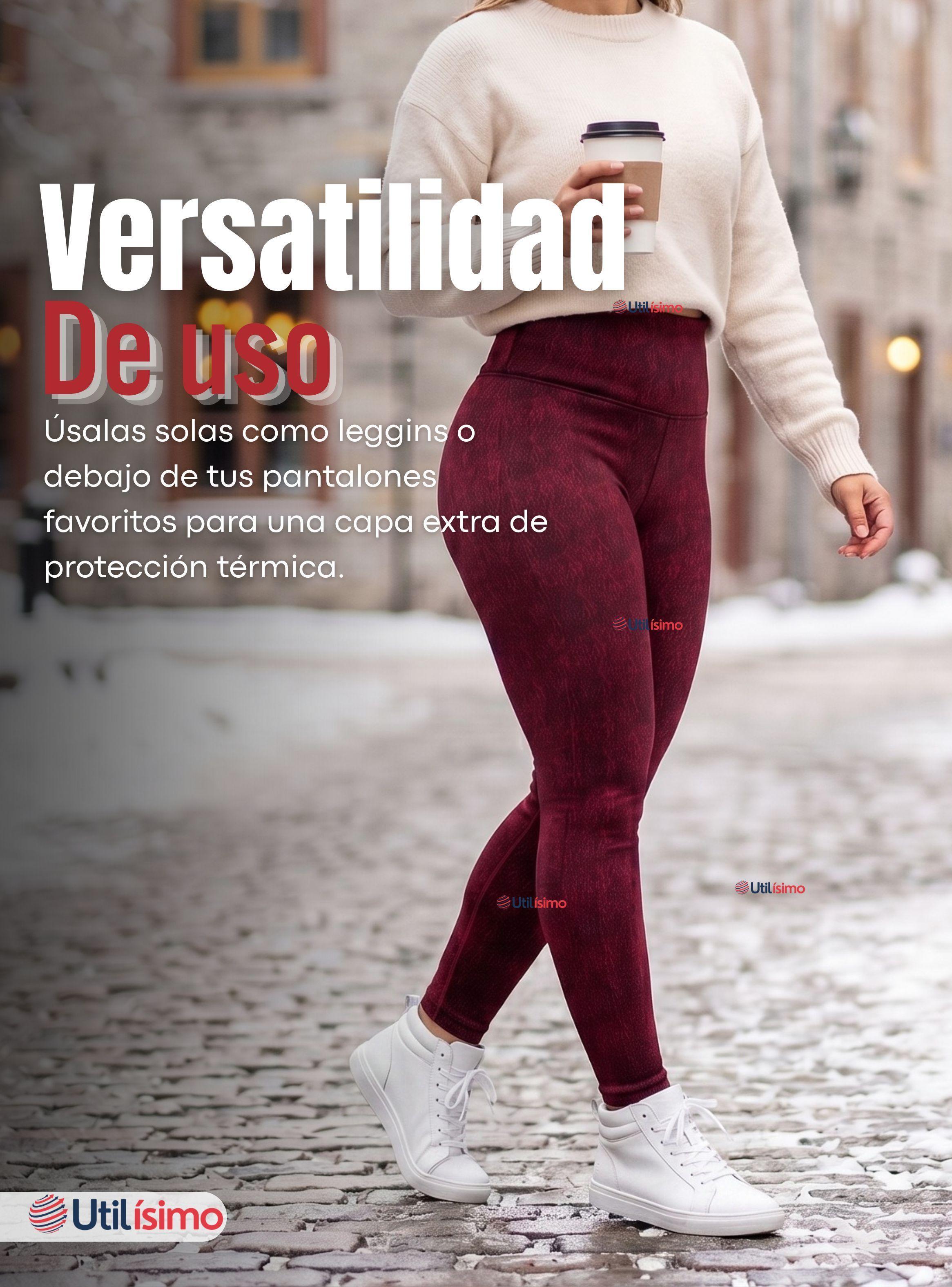 Calza Polar Con Chiporro Térmica Mujer Elásticadade de Color Burdeo Jeans-7