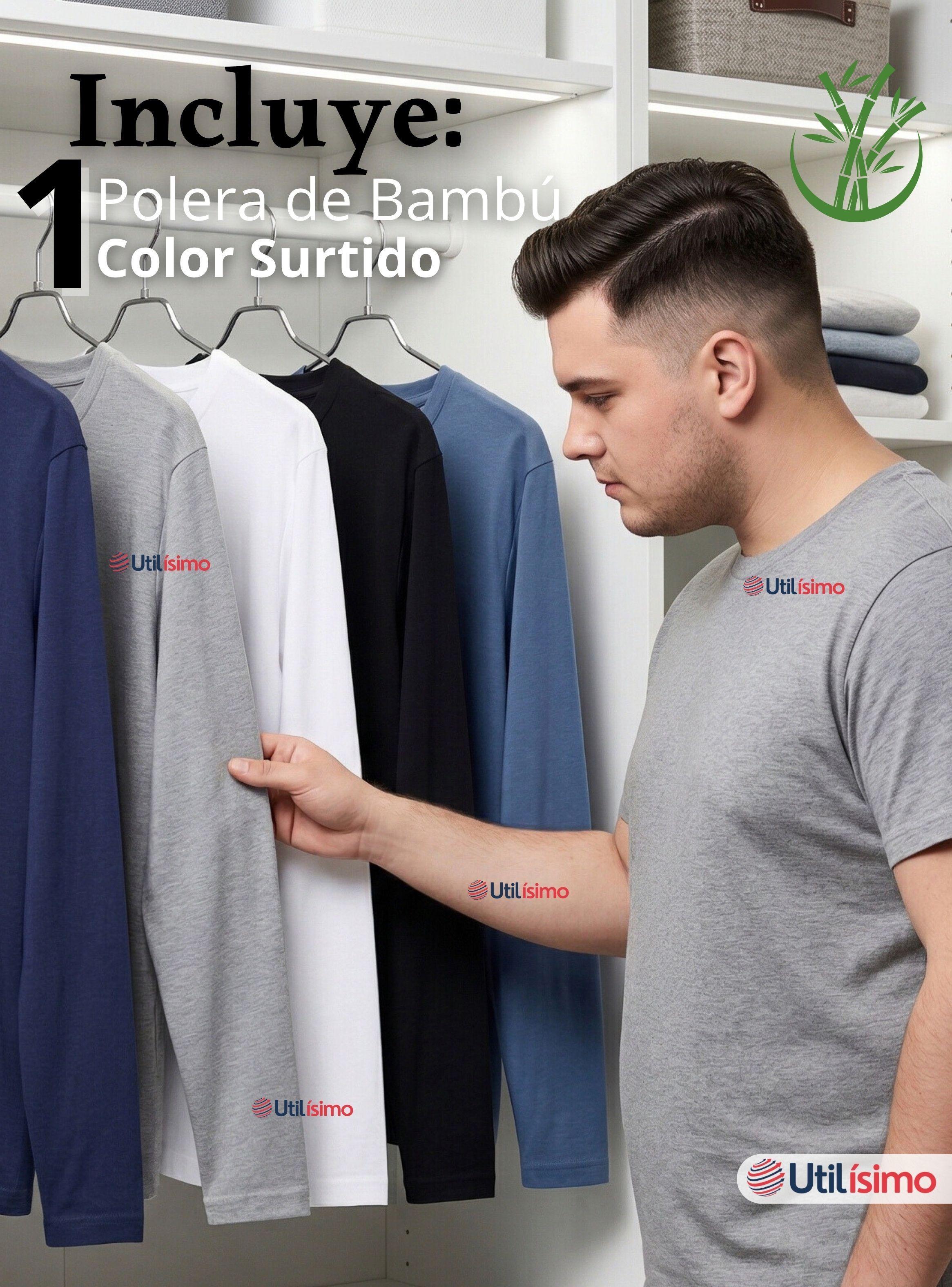 Camiseta Polera Bambú Primera Capa Cuello Redondo Mangas Larga Colores Surtidos Hombre-2