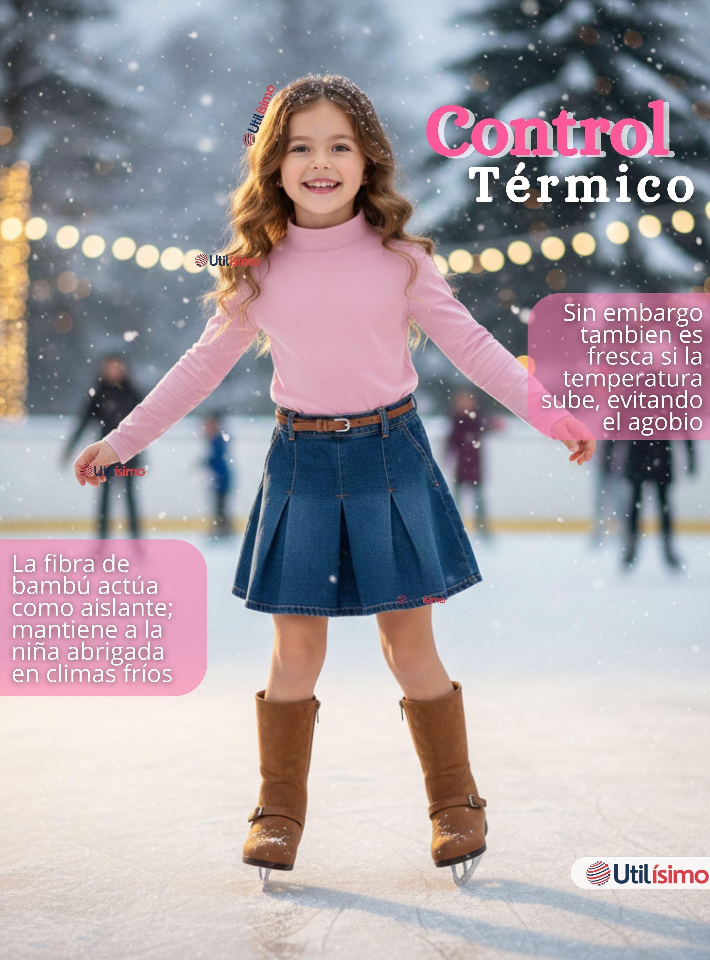 Pack 3 Poleras Camisetas Bambú Rosada Cuello Beatle Primera Capa Manga Larga Niña-6