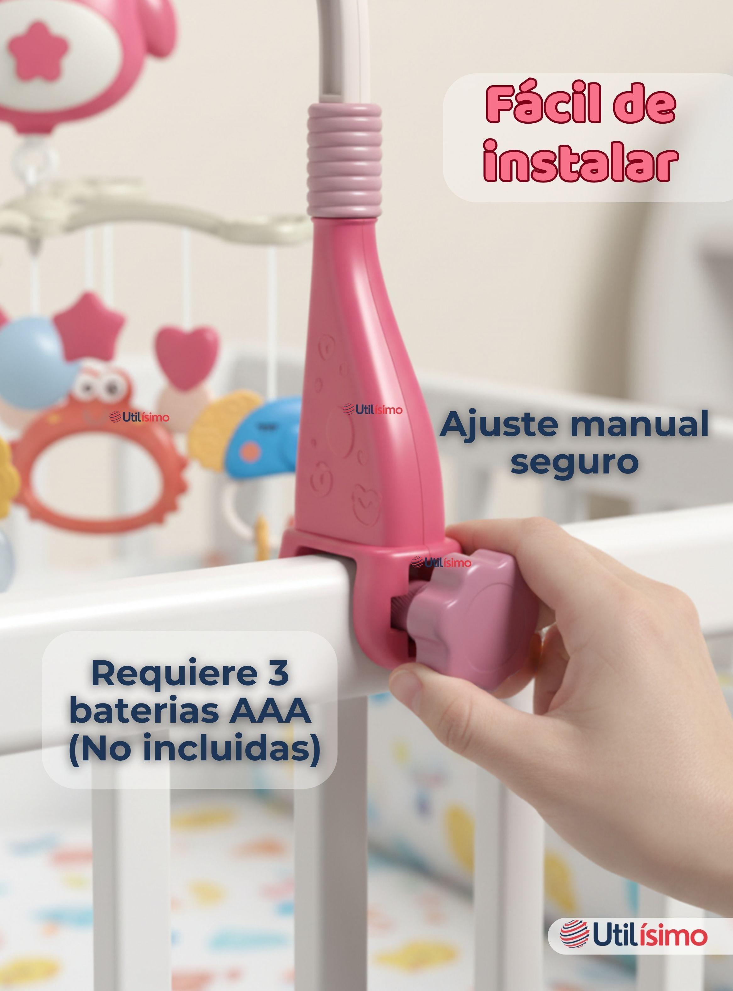 Móvil Giratorio Musical Proyector Bebé Niña Rosado-4