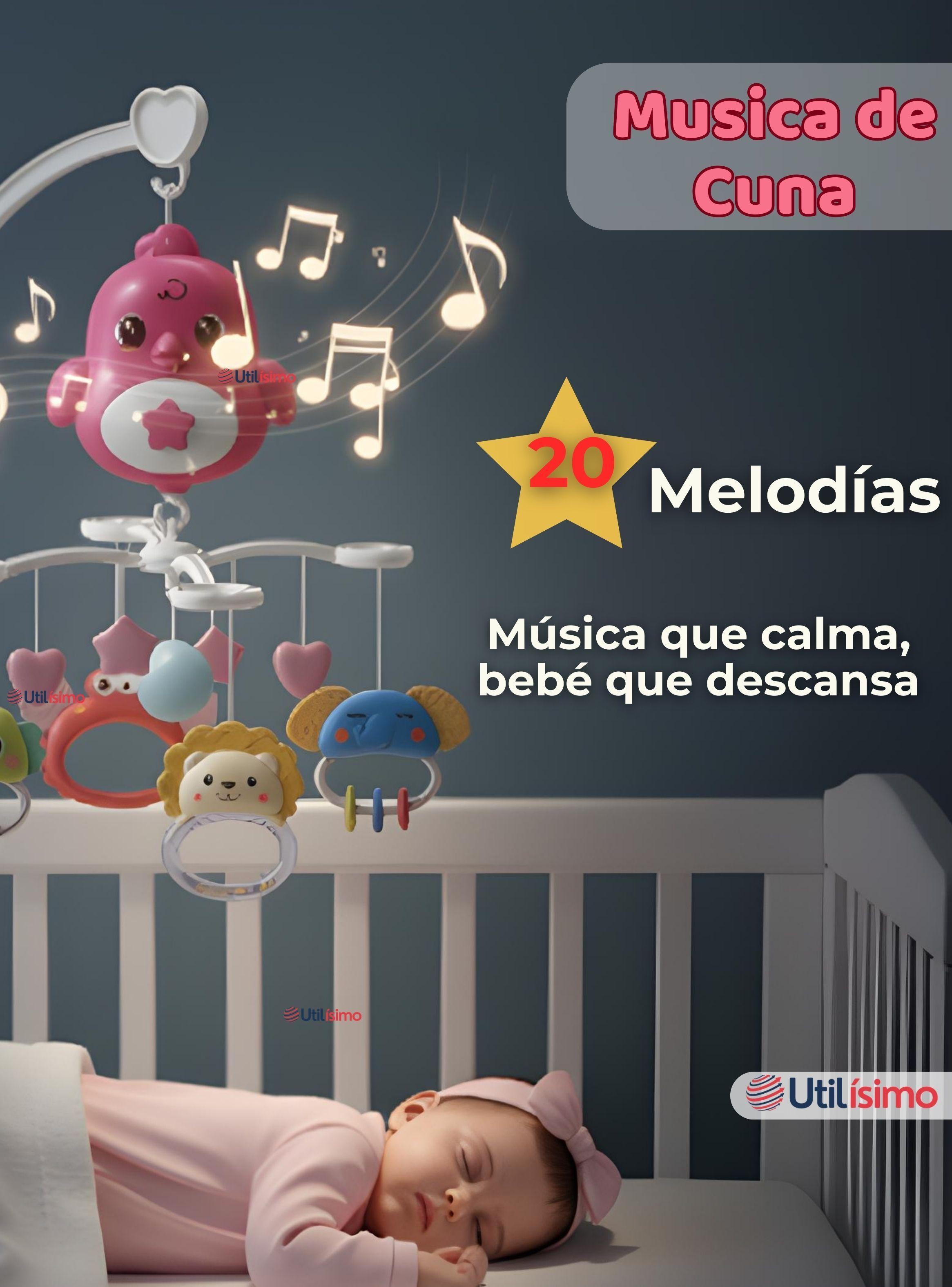 Móvil Giratorio Musical Proyector Bebé Niña Rosado-6