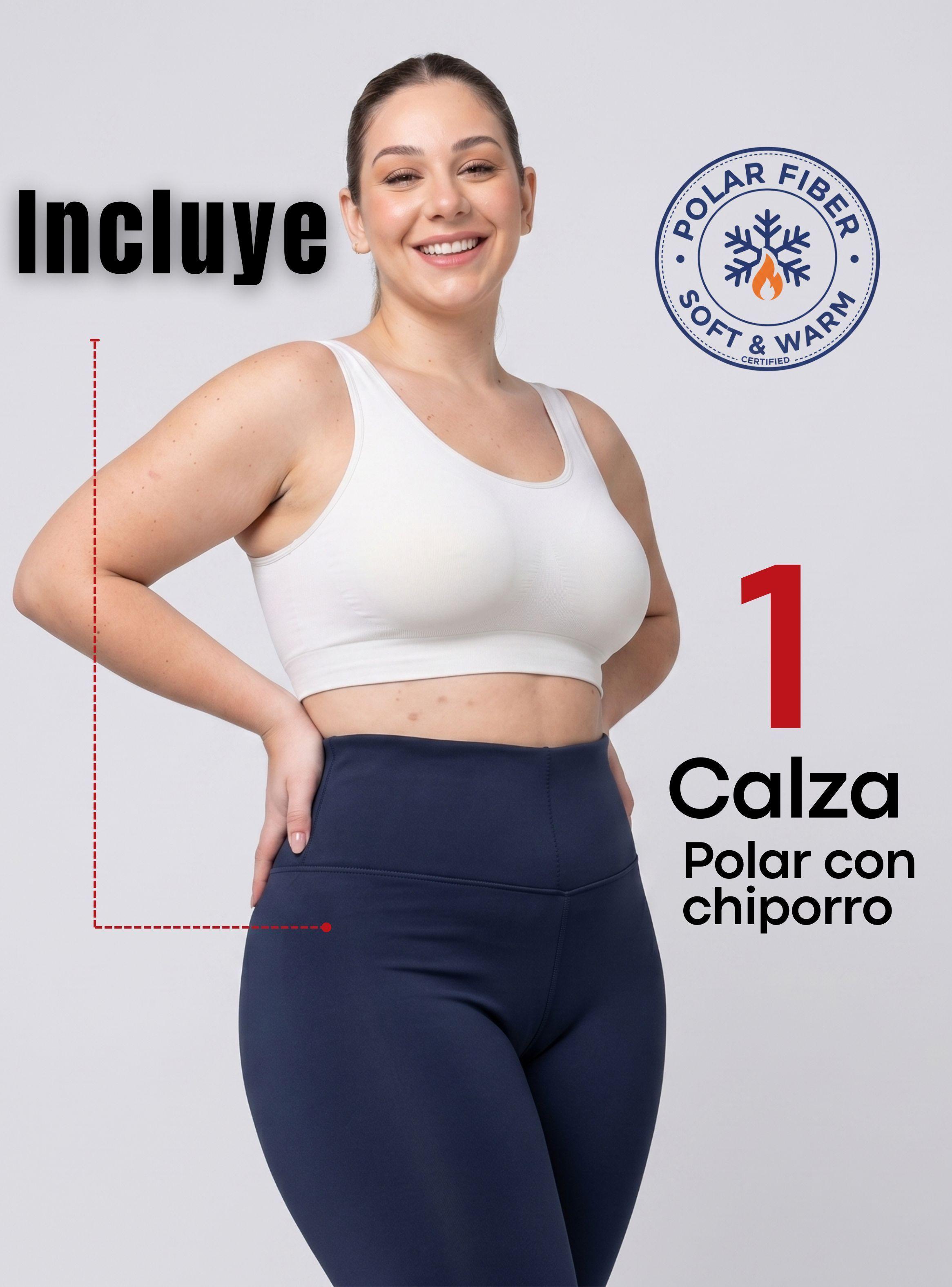 Calza Polar Con Chiporro Térmica Mujer Elásticada Navy Blue-2