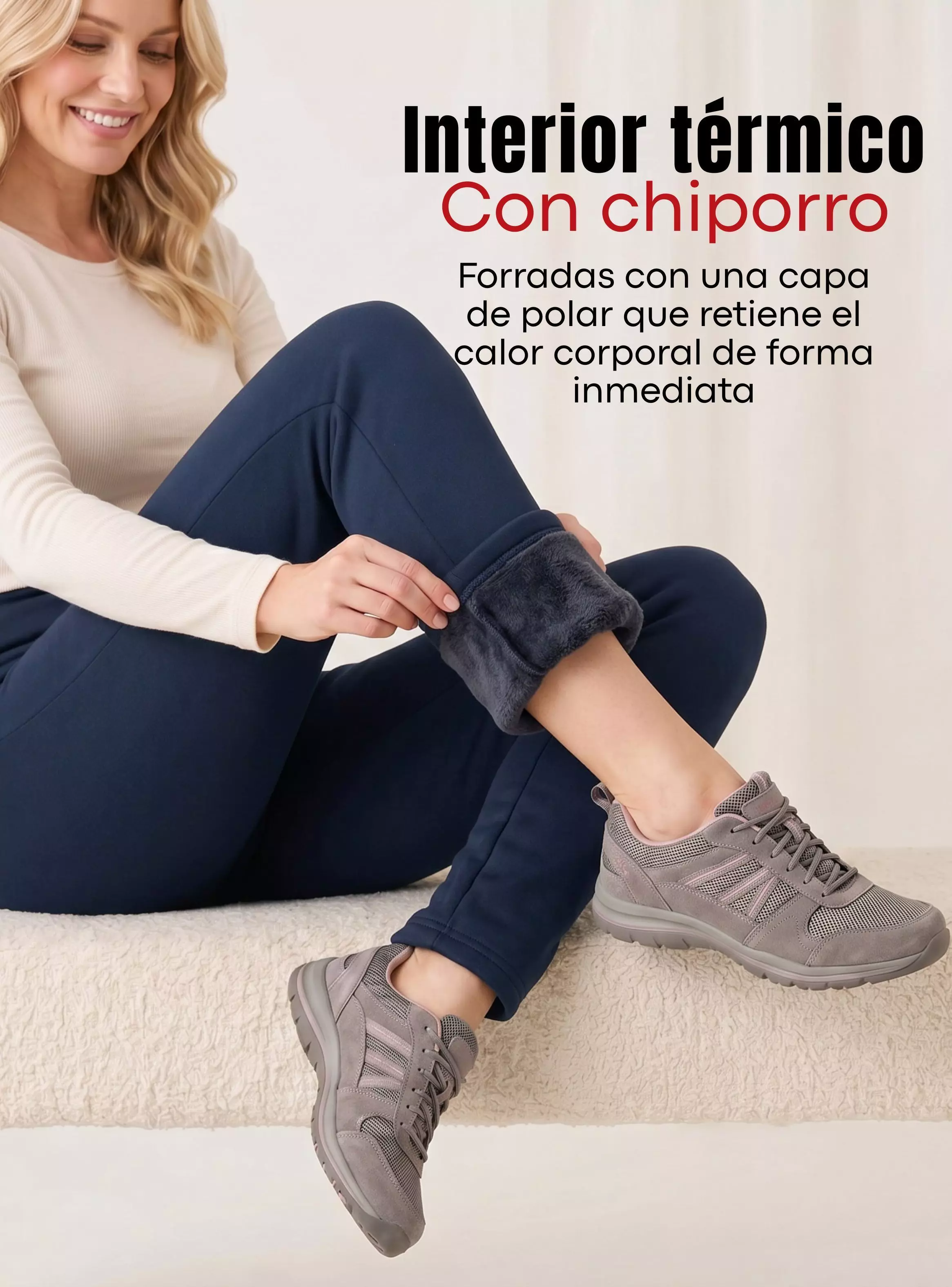 Calza Polar Con Chiporro Térmica Mujer Elásticada Navy Blue-5