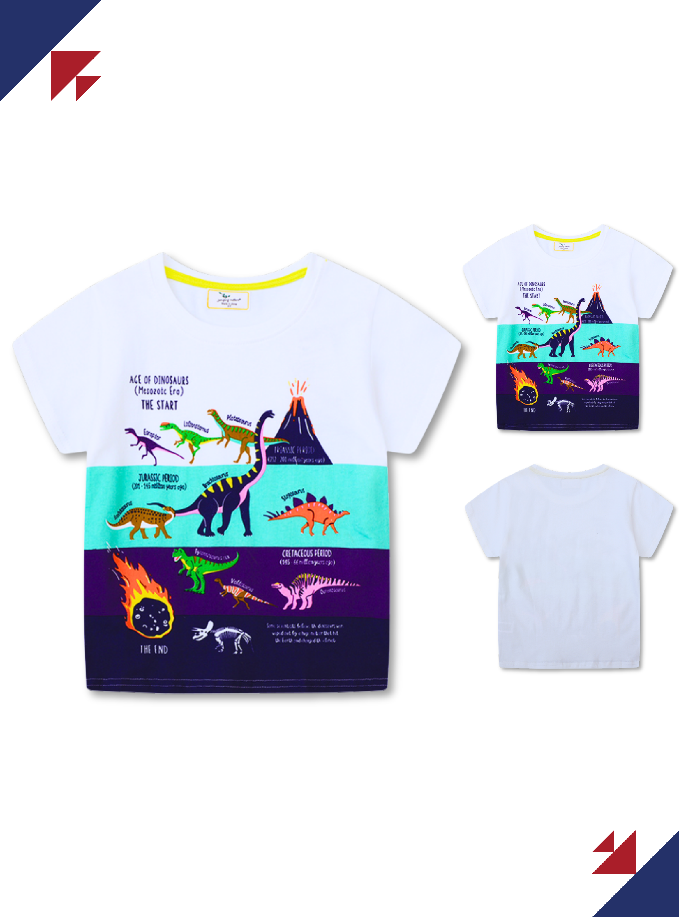 Polera Niño Algodón Manga Corta Jump Kids Mundo De Dinosaurios-4