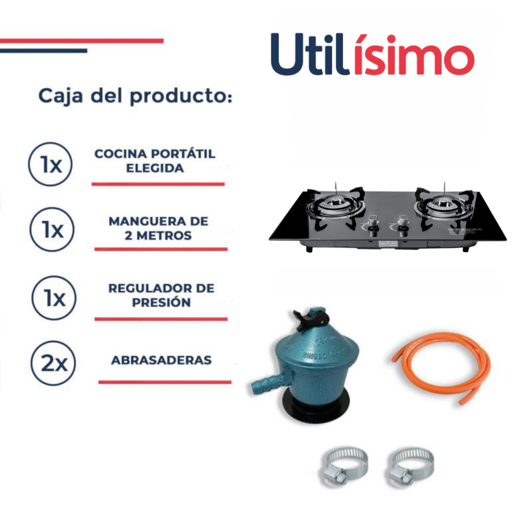 Cocinilla Encimera a Gas Vidrio Templado LINE™ 2 Platos-6