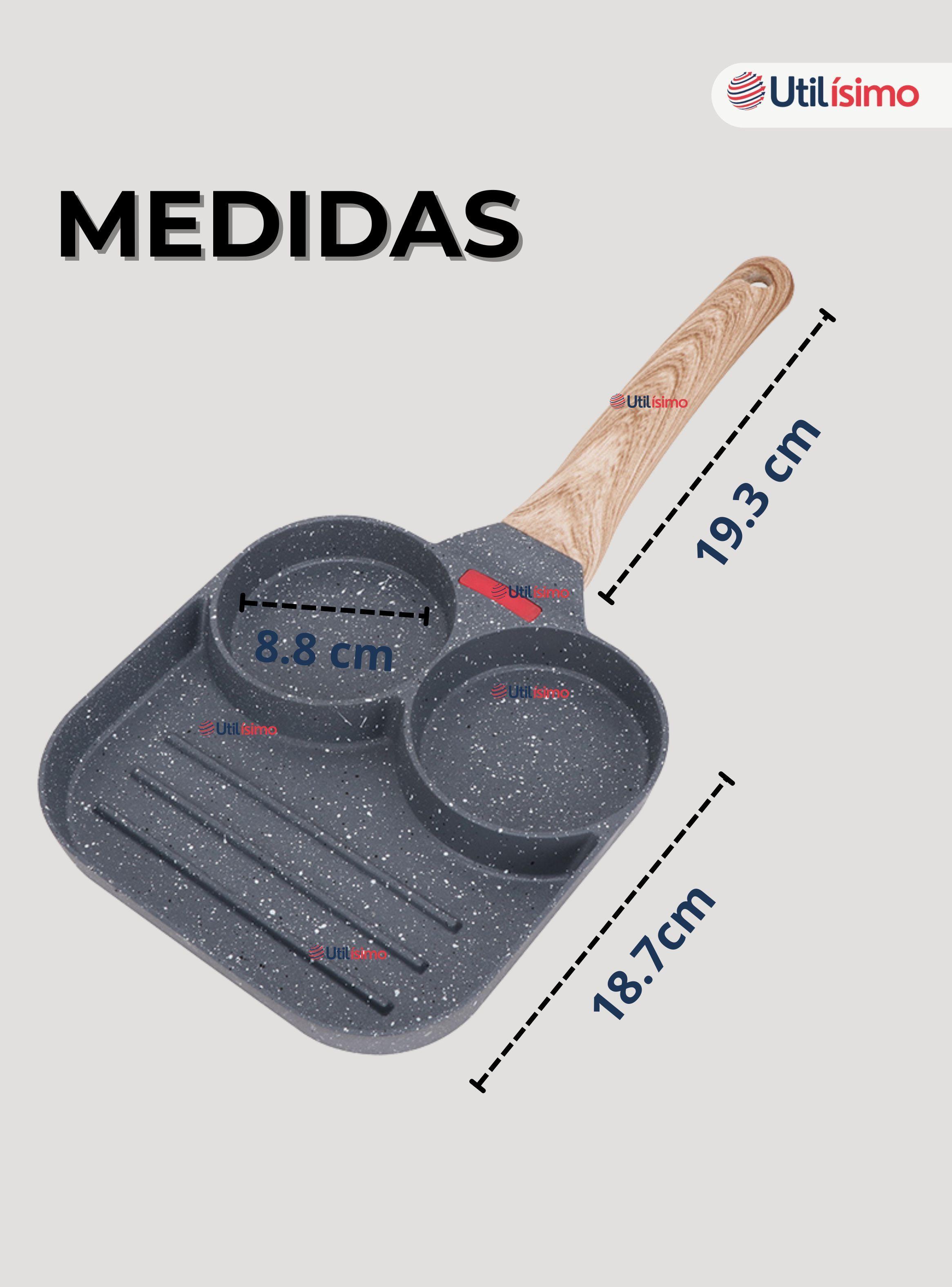 Sartén de Aluminio Antiadherente 3 en 1 Para Huevos Panqueques y Hamburguesas-3