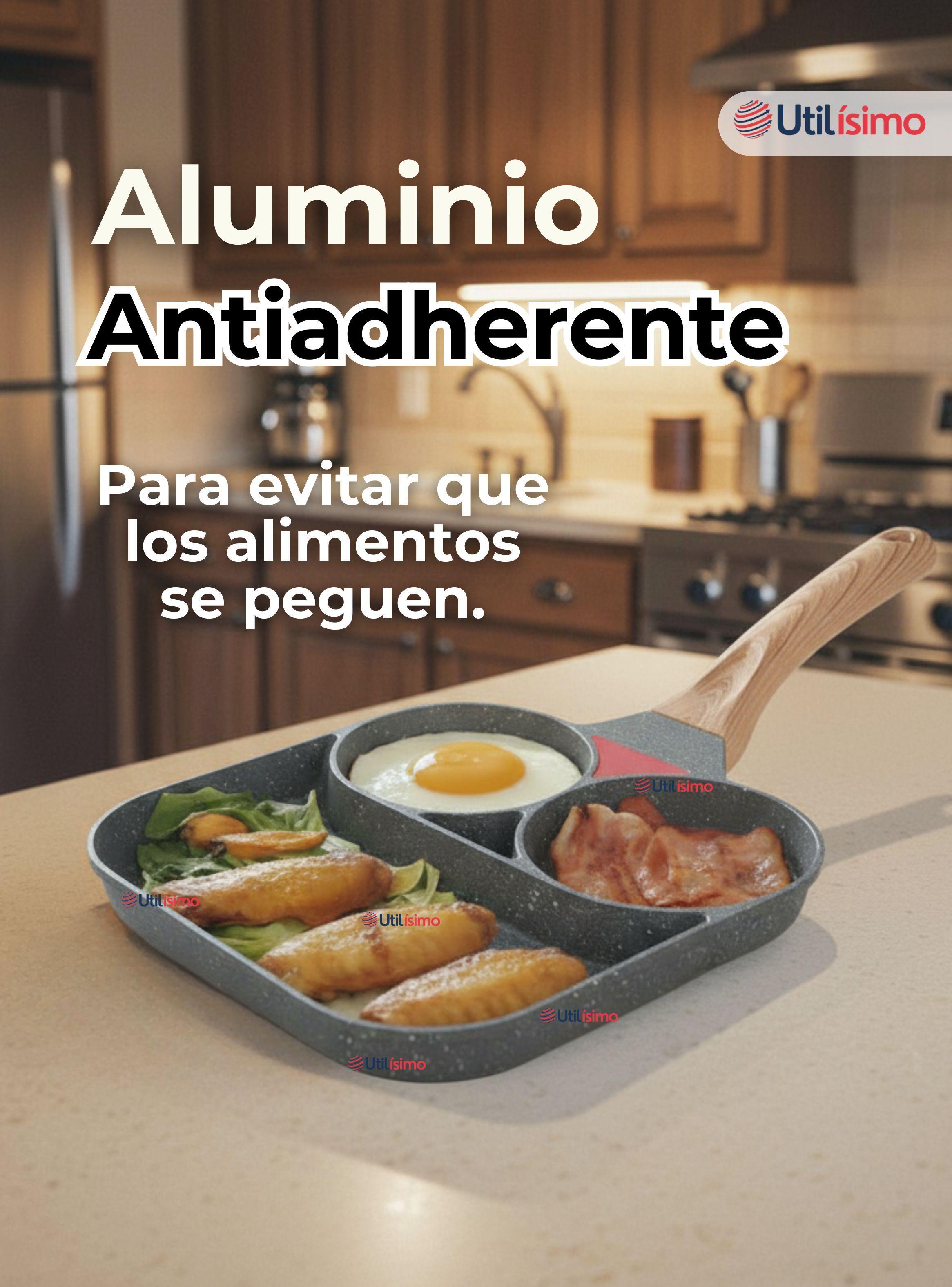 Sartén de Aluminio Antiadherente 3 en 1 Para Huevos Panqueques y Hamburguesas-5