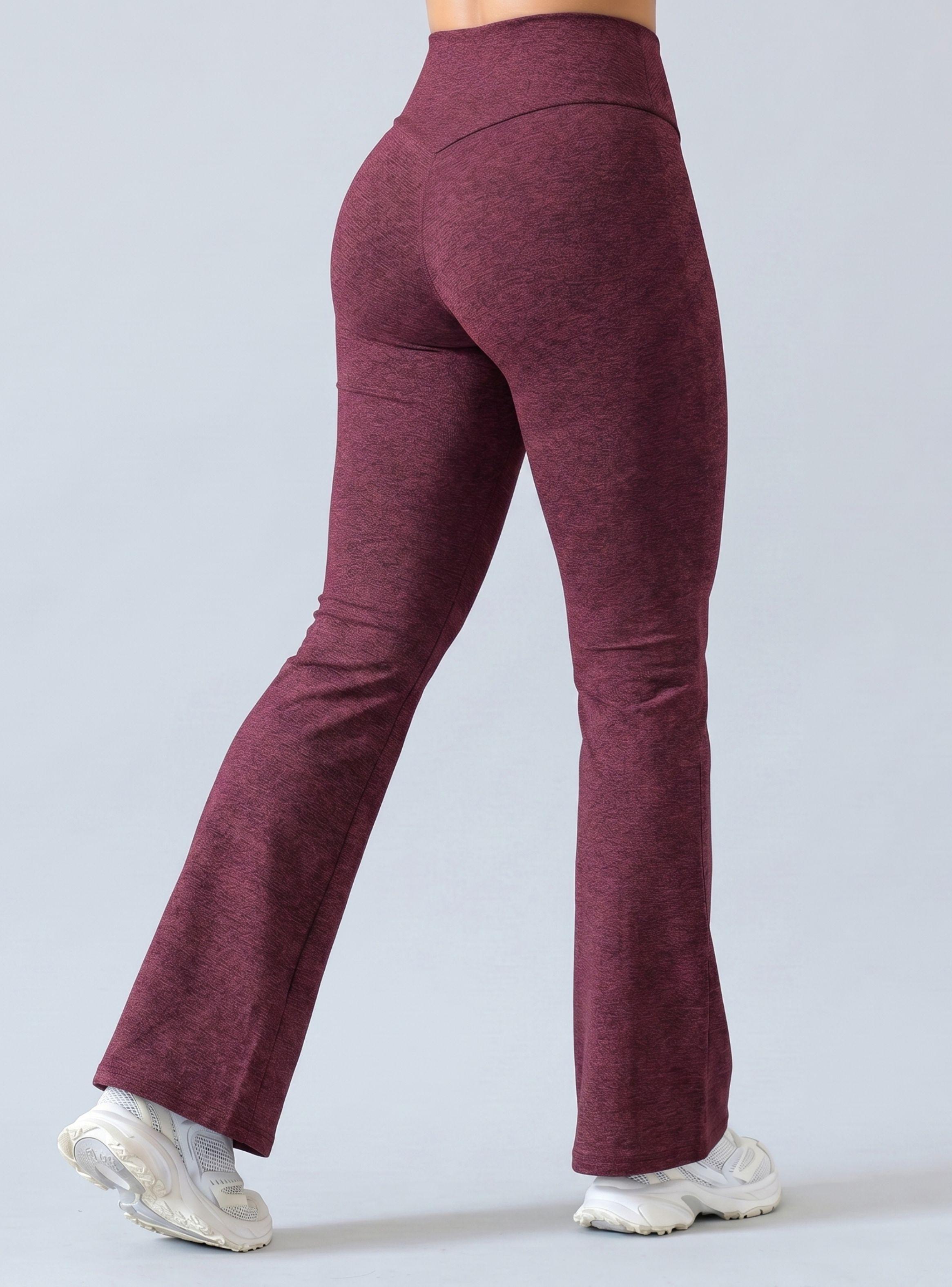 Calza Polar Con Chiporro Palazzo Mujer Elasticada Térmica Color Burdeo Jeans-1