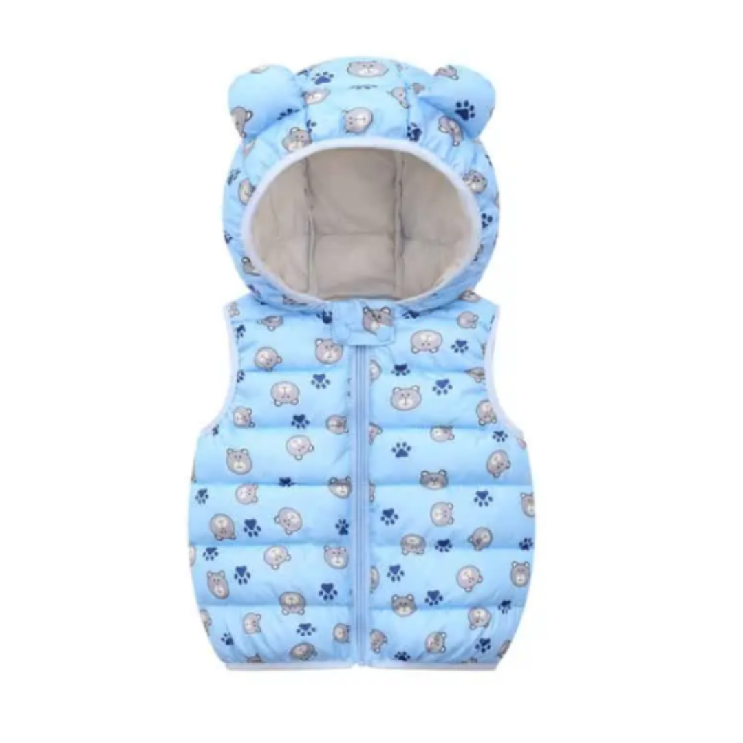 Parka Con Capucha Sin Mangas Niño Oso Azul Claro Jump Kids-0