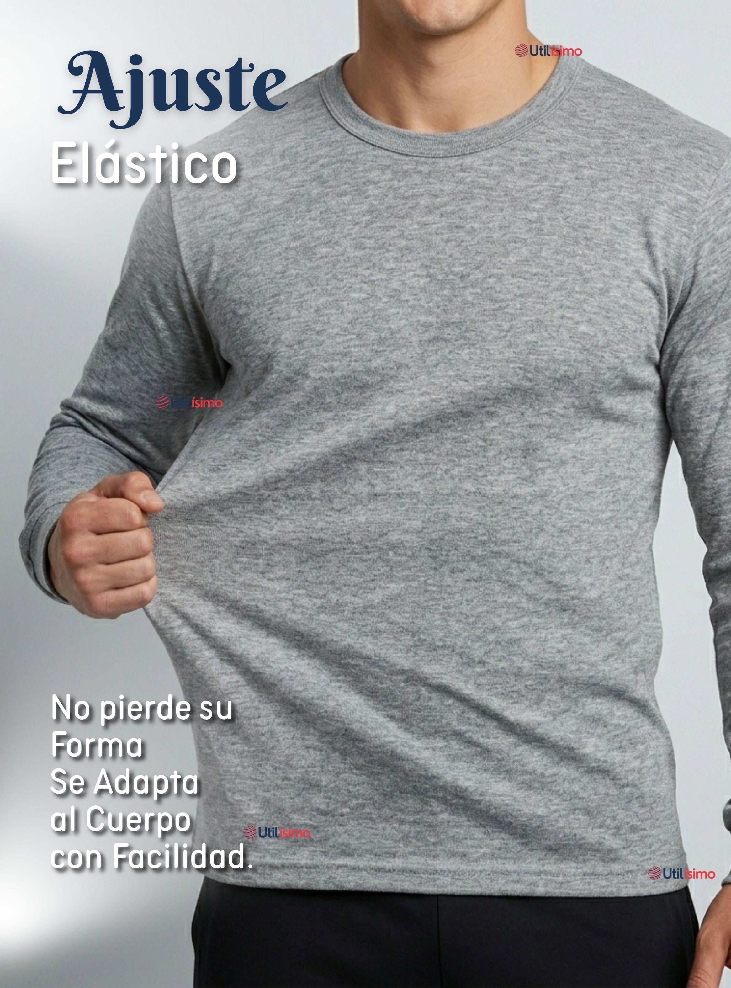 Camiseta Polera Algodón Primera Capa Manga Larga Hombre Cuello Redondo-5