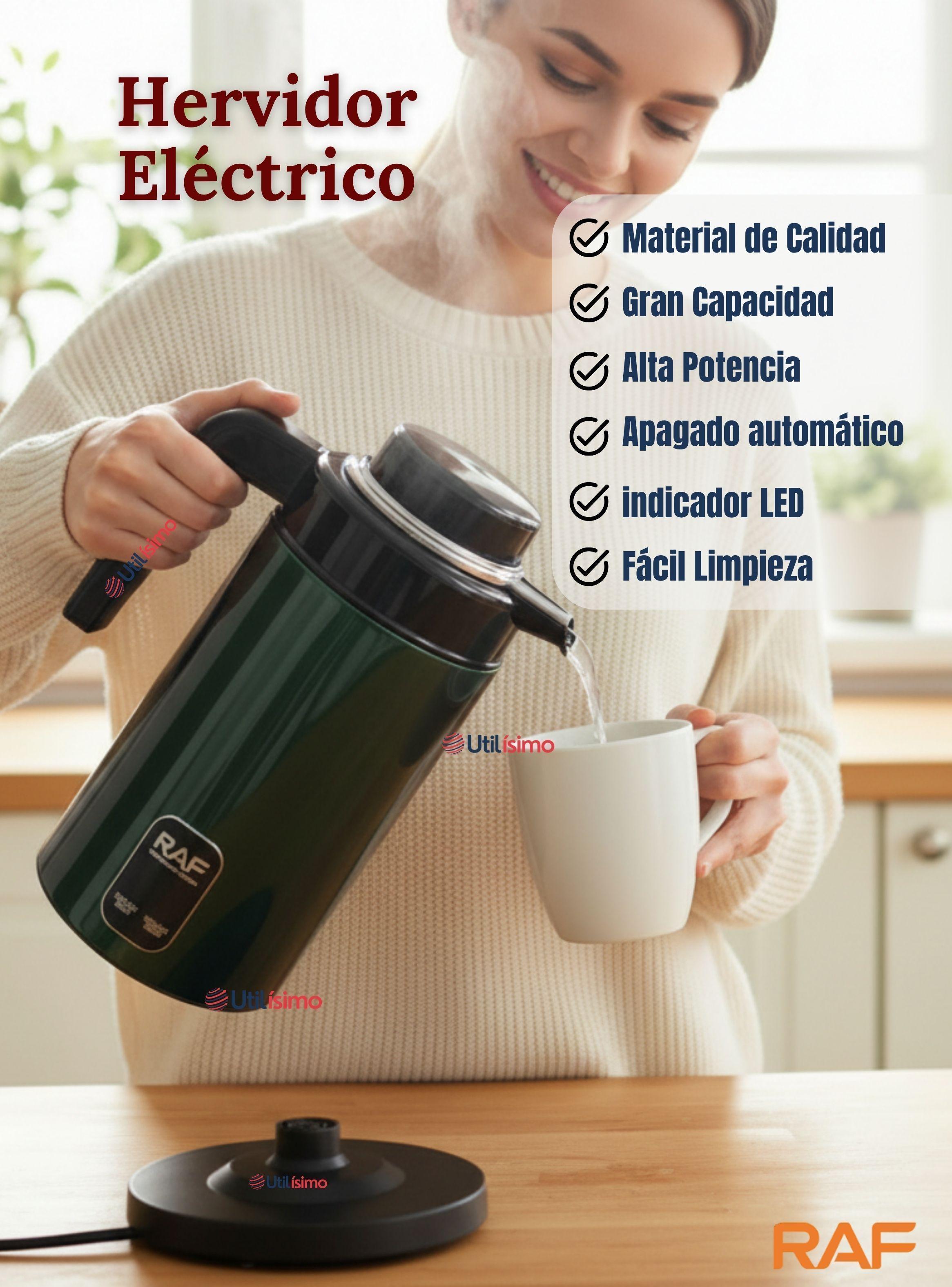 Hervidor Eléctrico Termo RAF 1360W Capacidad 2 Litros Verde-3