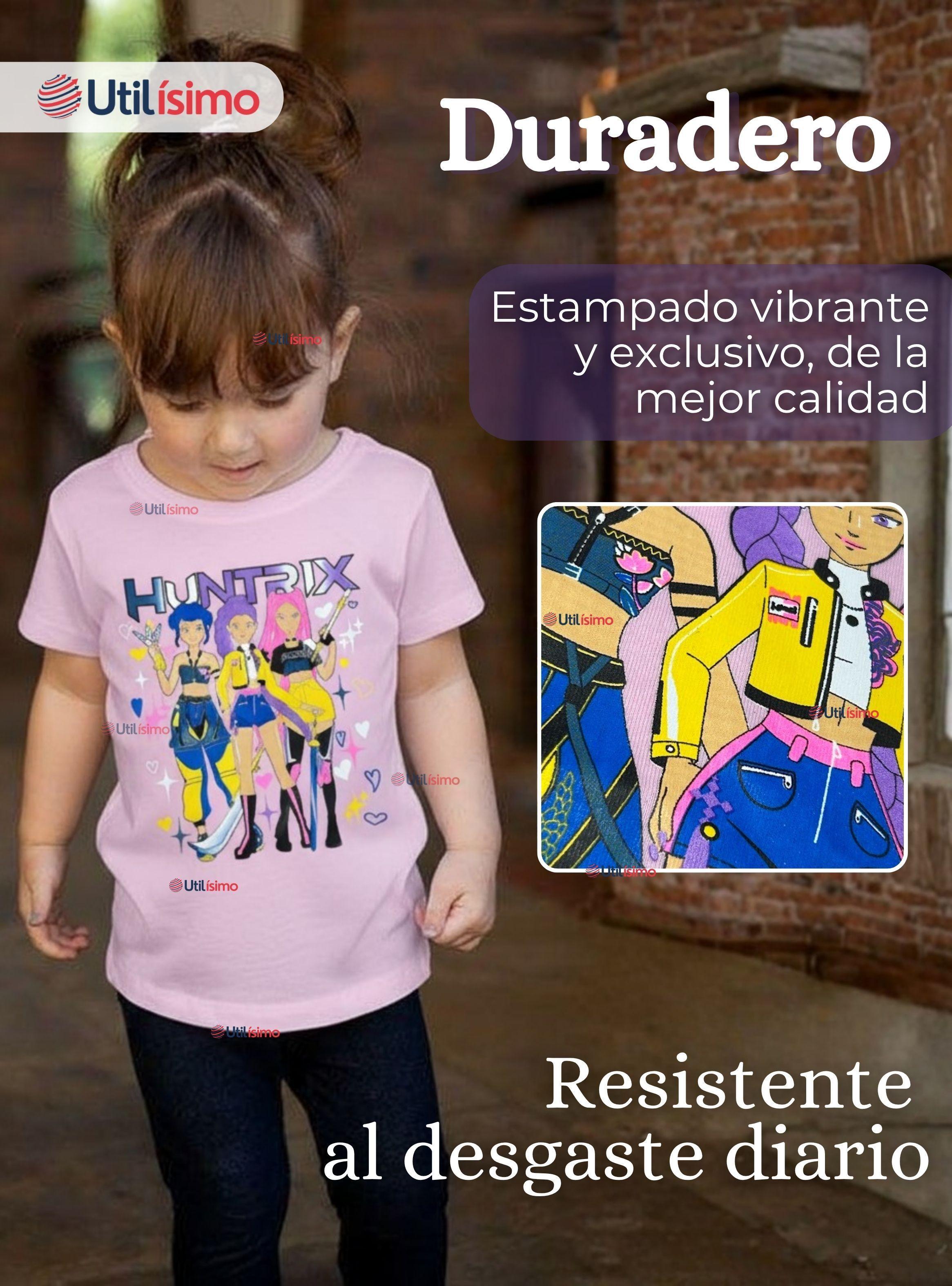 Pack 3 Poleras Huntrix 100% Algodón Manga Corta para Niña HUNTR/X Demon Hunters Rumi Mira Zoey-4