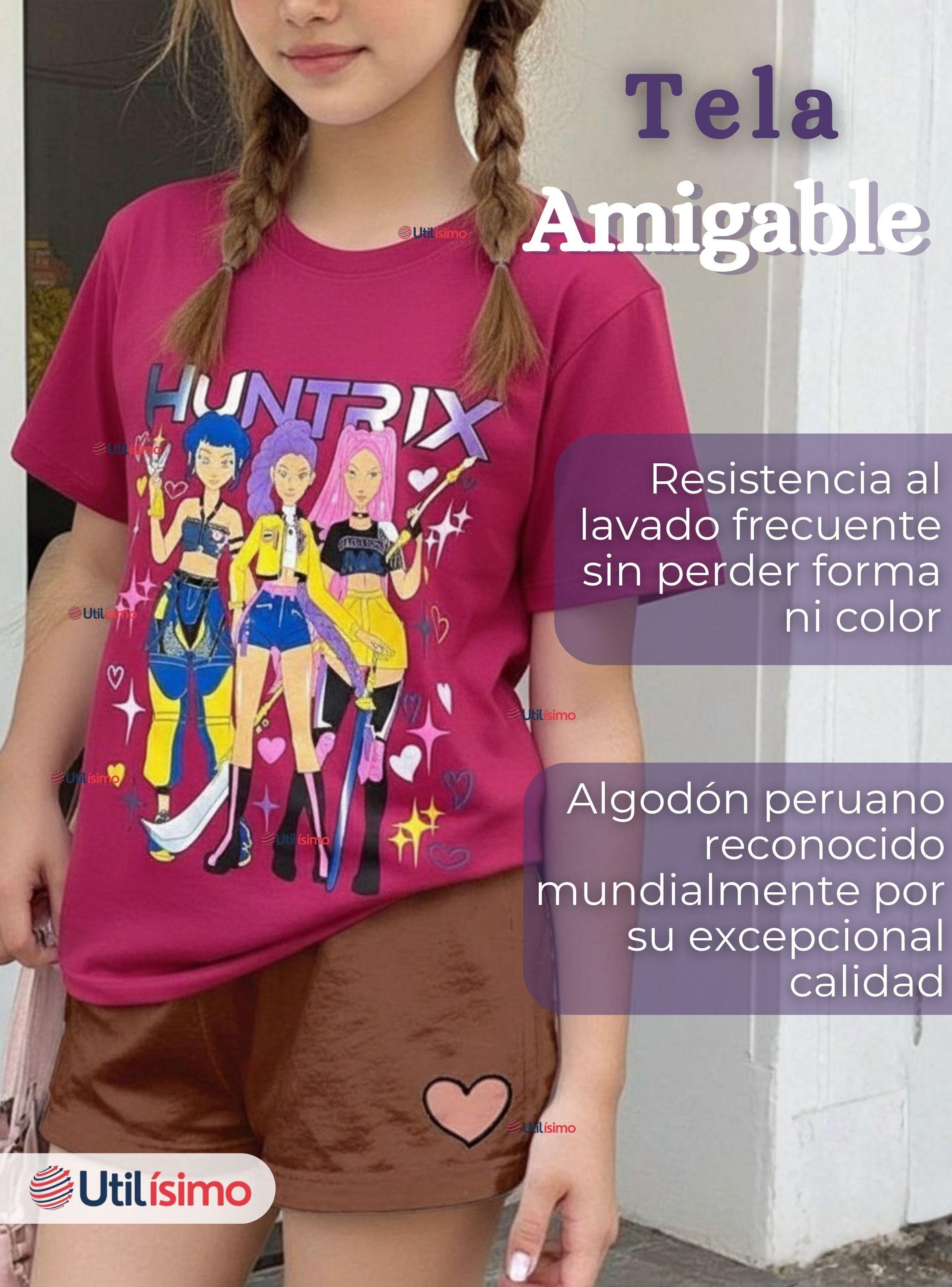 Pack 3 Poleras Huntrix 100% Algodón Manga Corta para Niña HUNTR/X Demon Hunters Rumi Mira Zoey-5