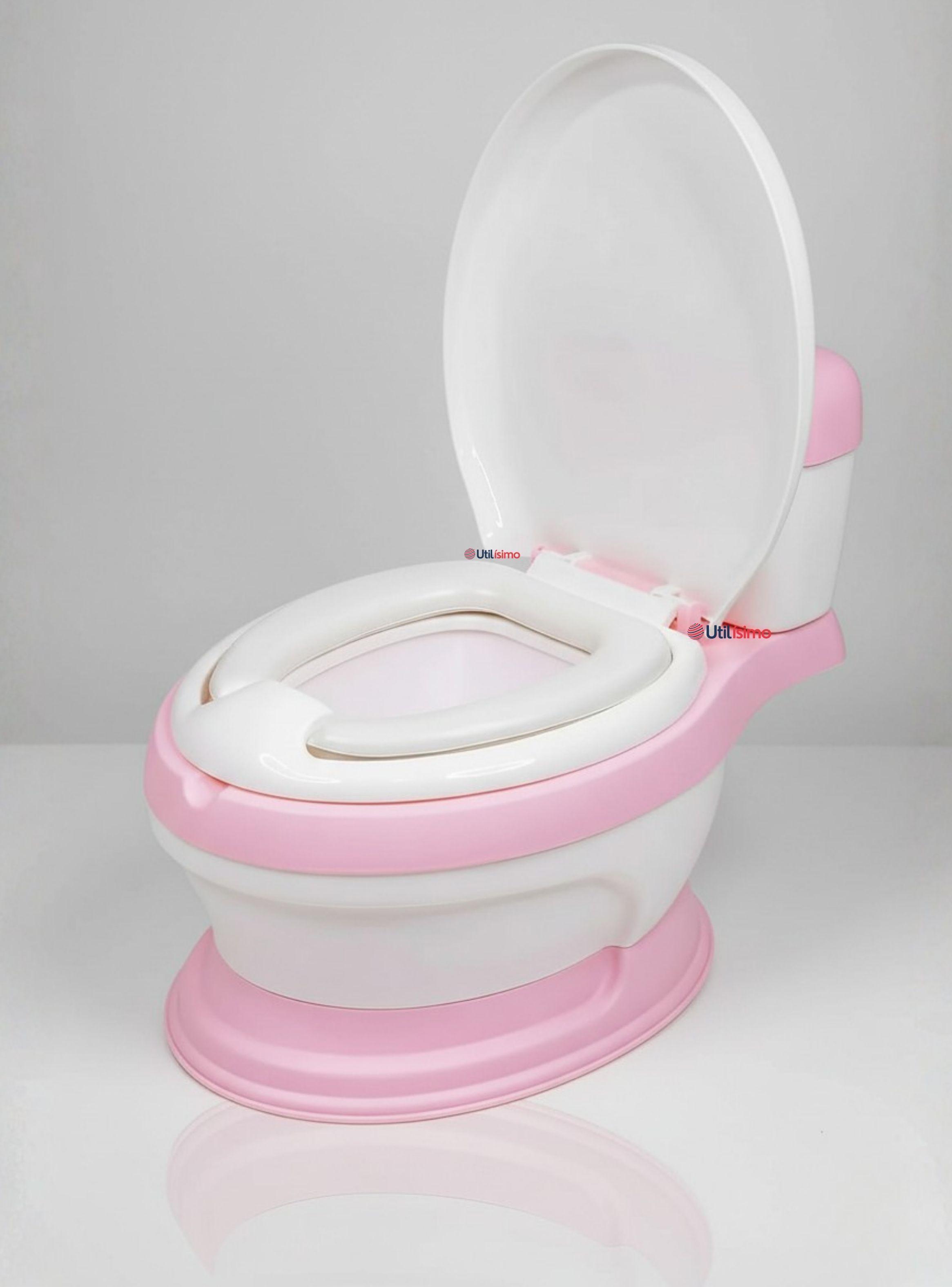 Pelela Inodoro Baño Entrenador Portátil para Niña Color Rosa Asiento Acojinado-0