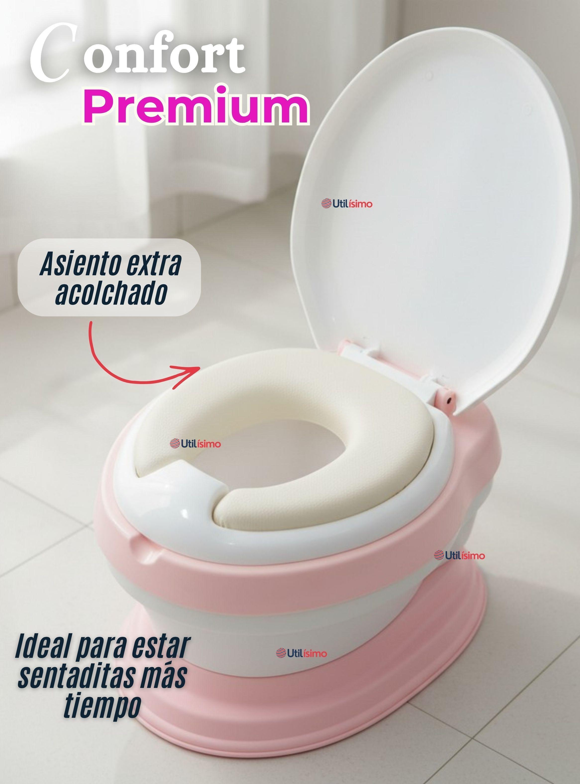 Pelela Inodoro Baño Entrenador Portátil para Niña Color Rosa Asiento Acojinado-5