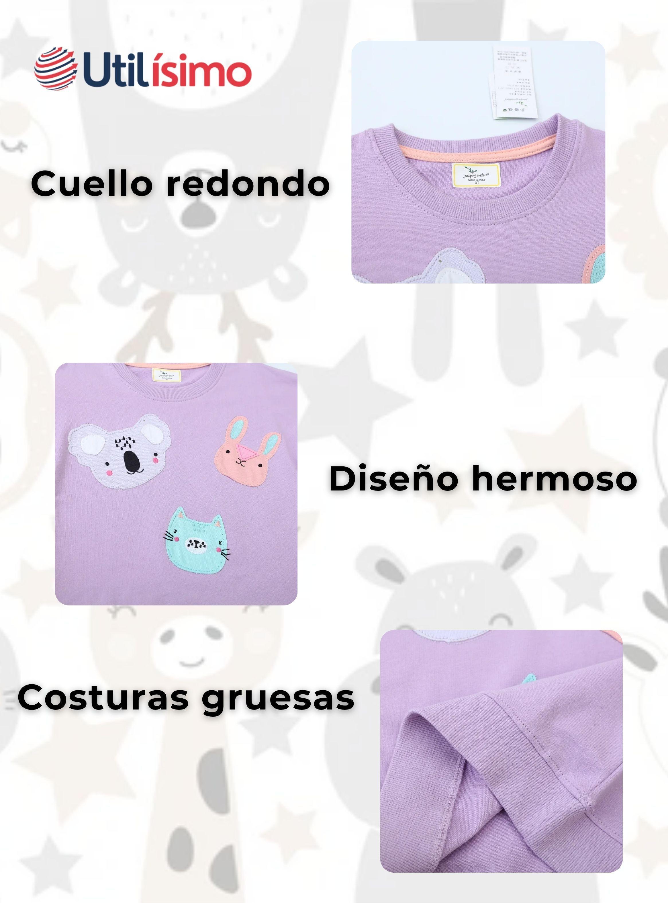 Polerón Algodón Cuello Redondo Niña Morado Animales-3