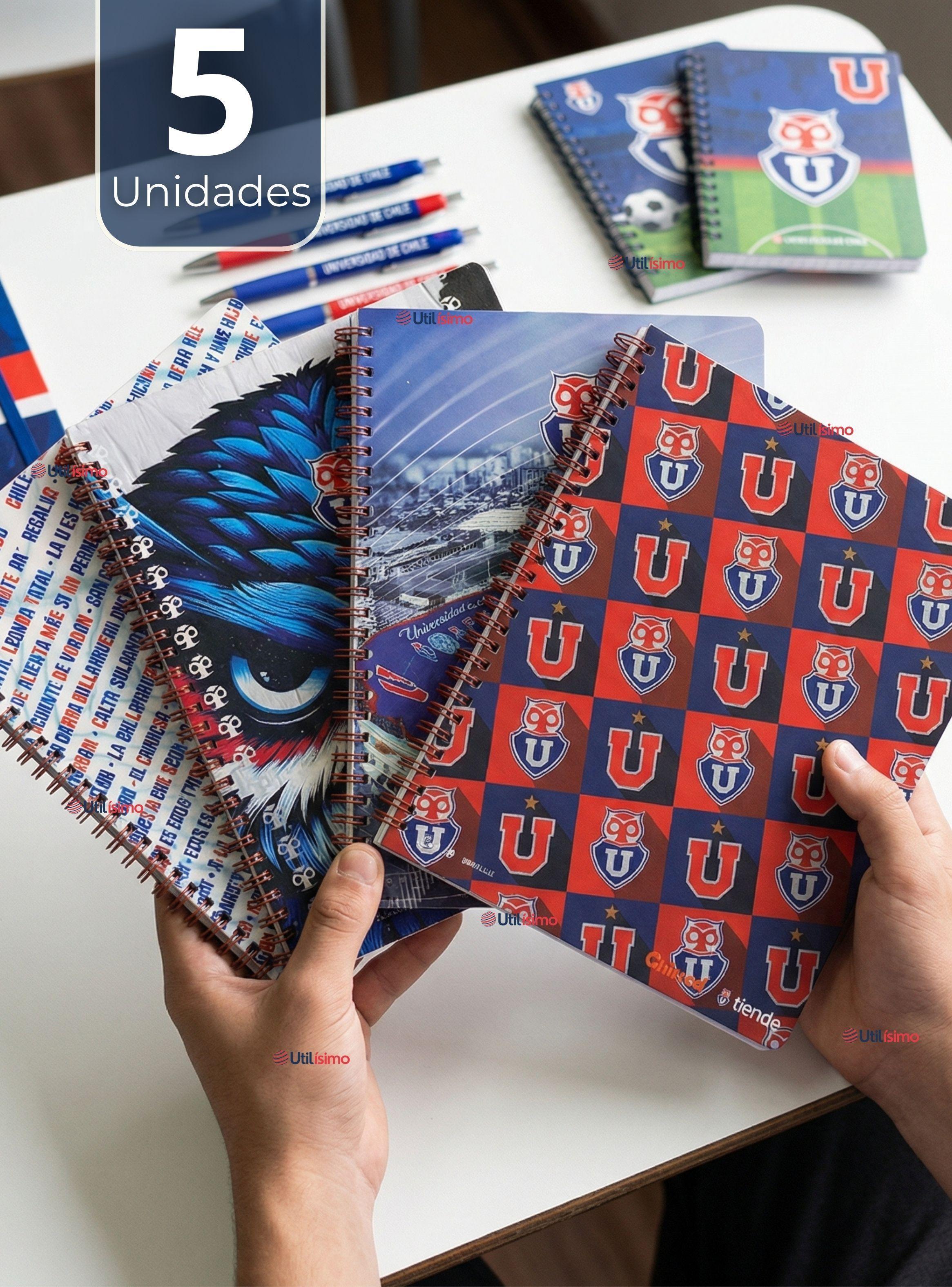 Pack 5 Cuadernos Originales Universitario U De Chile 100 Hojas Universidad Chile-0