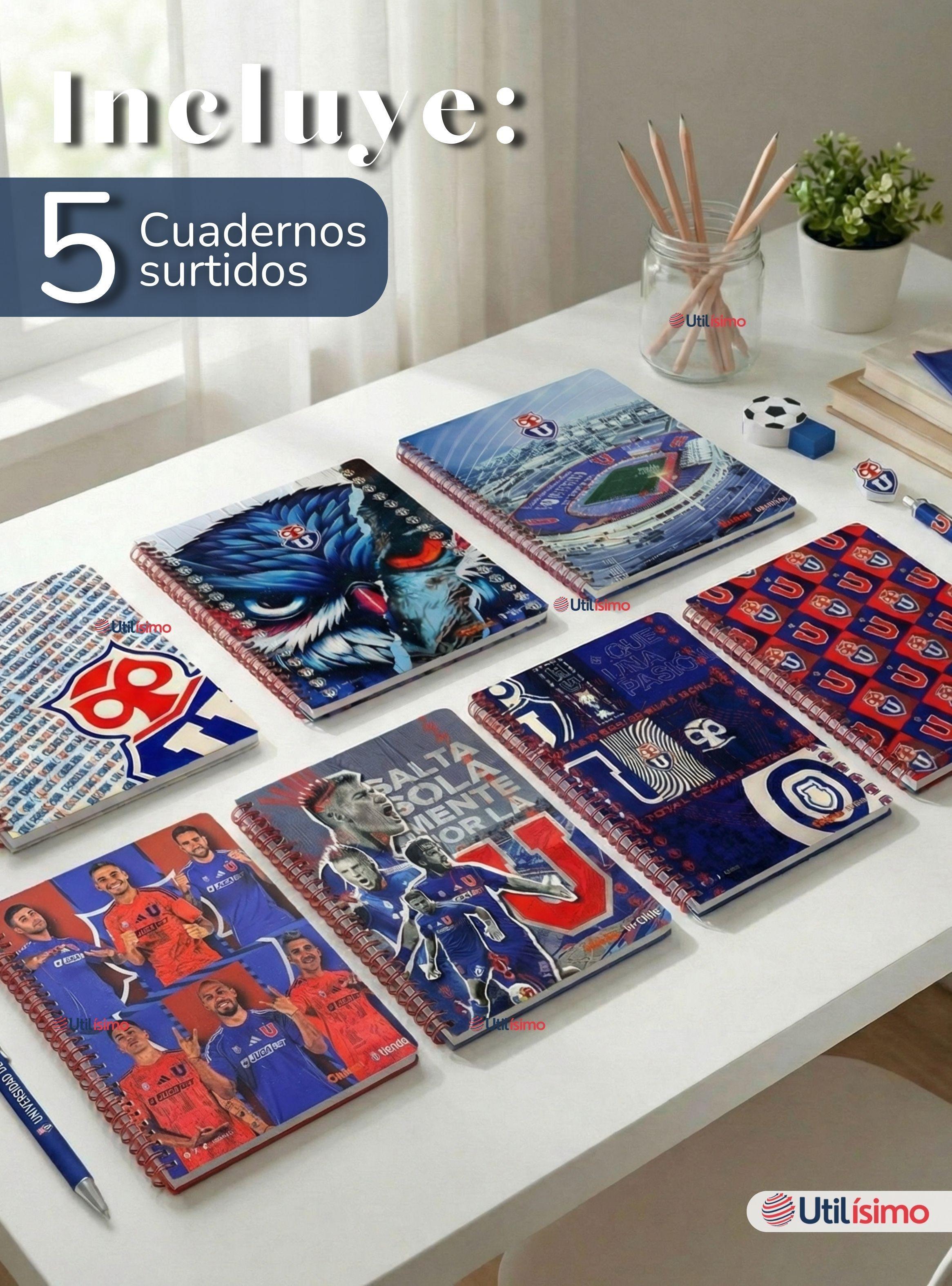 Pack 5 Cuadernos Originales Universitario U De Chile 100 Hojas Universidad Chile-1