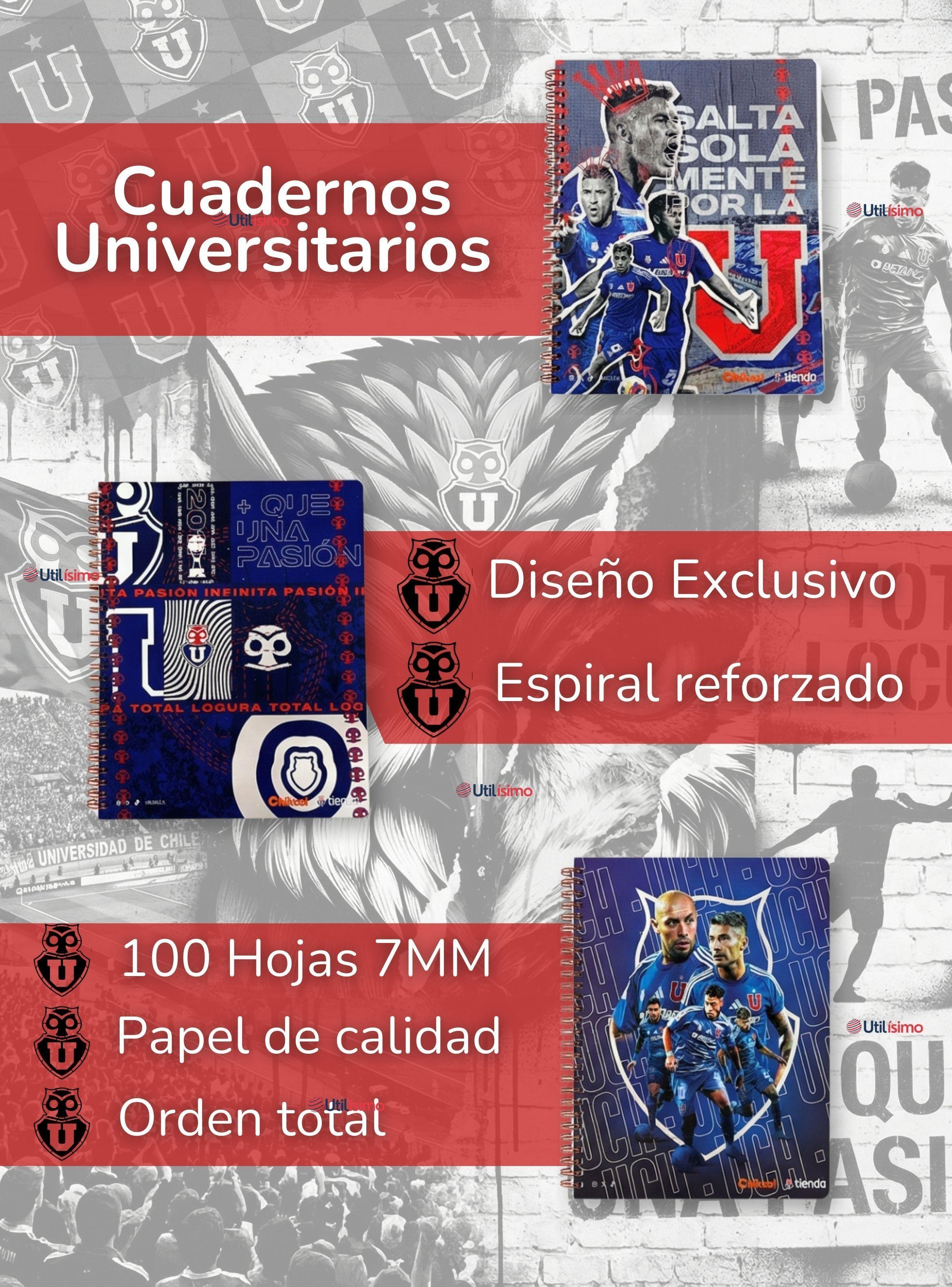 Pack 5 Cuadernos Originales Universitario U De Chile 100 Hojas Universidad Chile-2