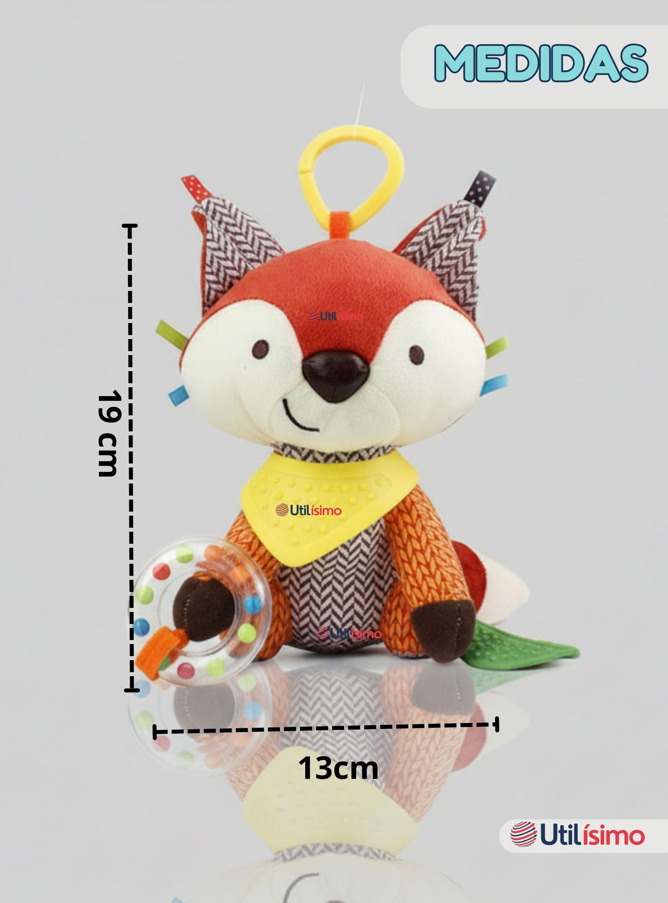 Juguete Peluche Animales Sensorial Con Mordedor Y Sonajero Diseño Zorrito Niña y Niño-3