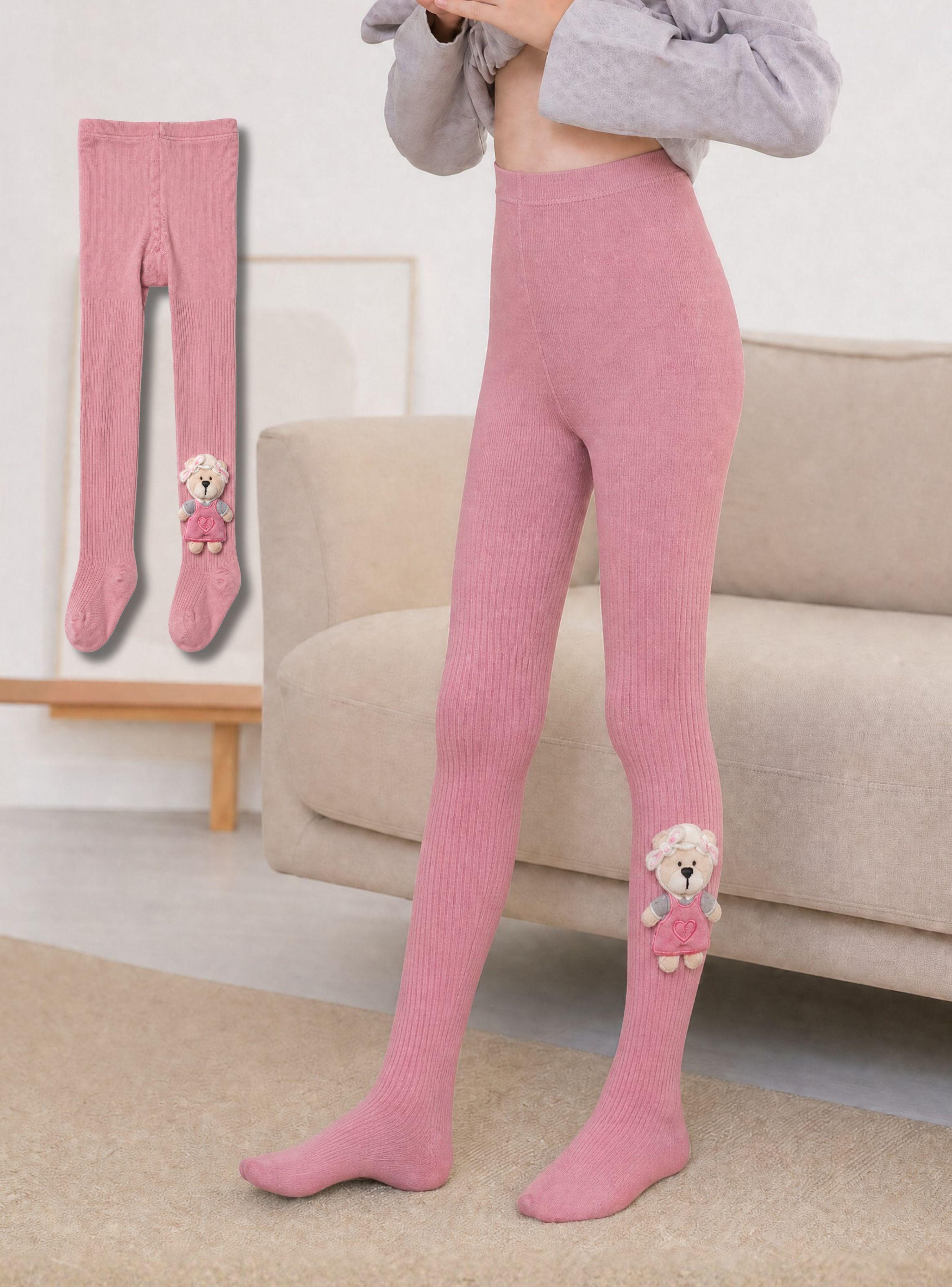 Panty 3D Osito Rosado Tejida Niña Ballerina 78% de Algodón Premium-2