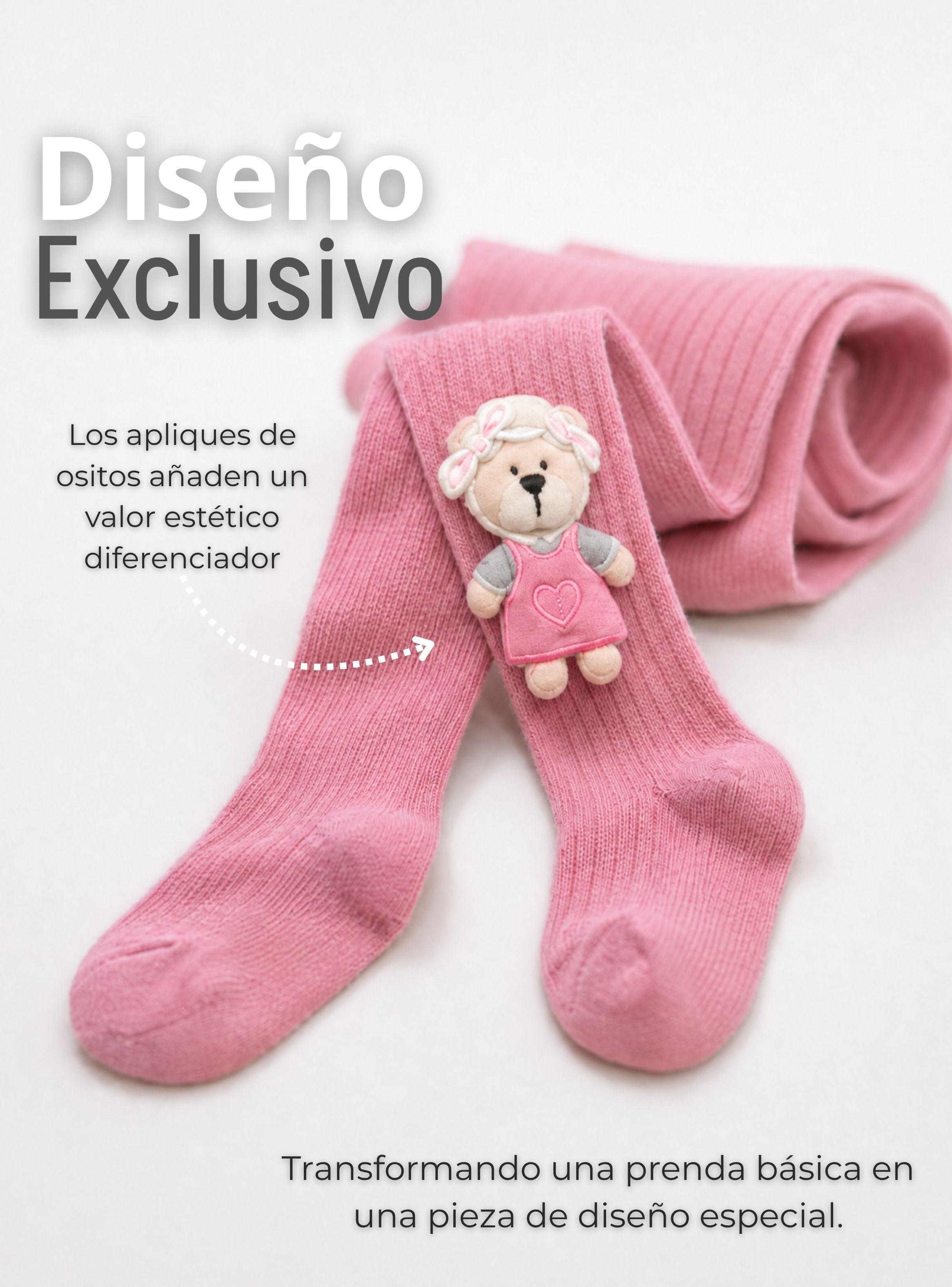 Panty 3D Osito Rosado Tejida Niña Ballerina 78% de Algodón Premium-7