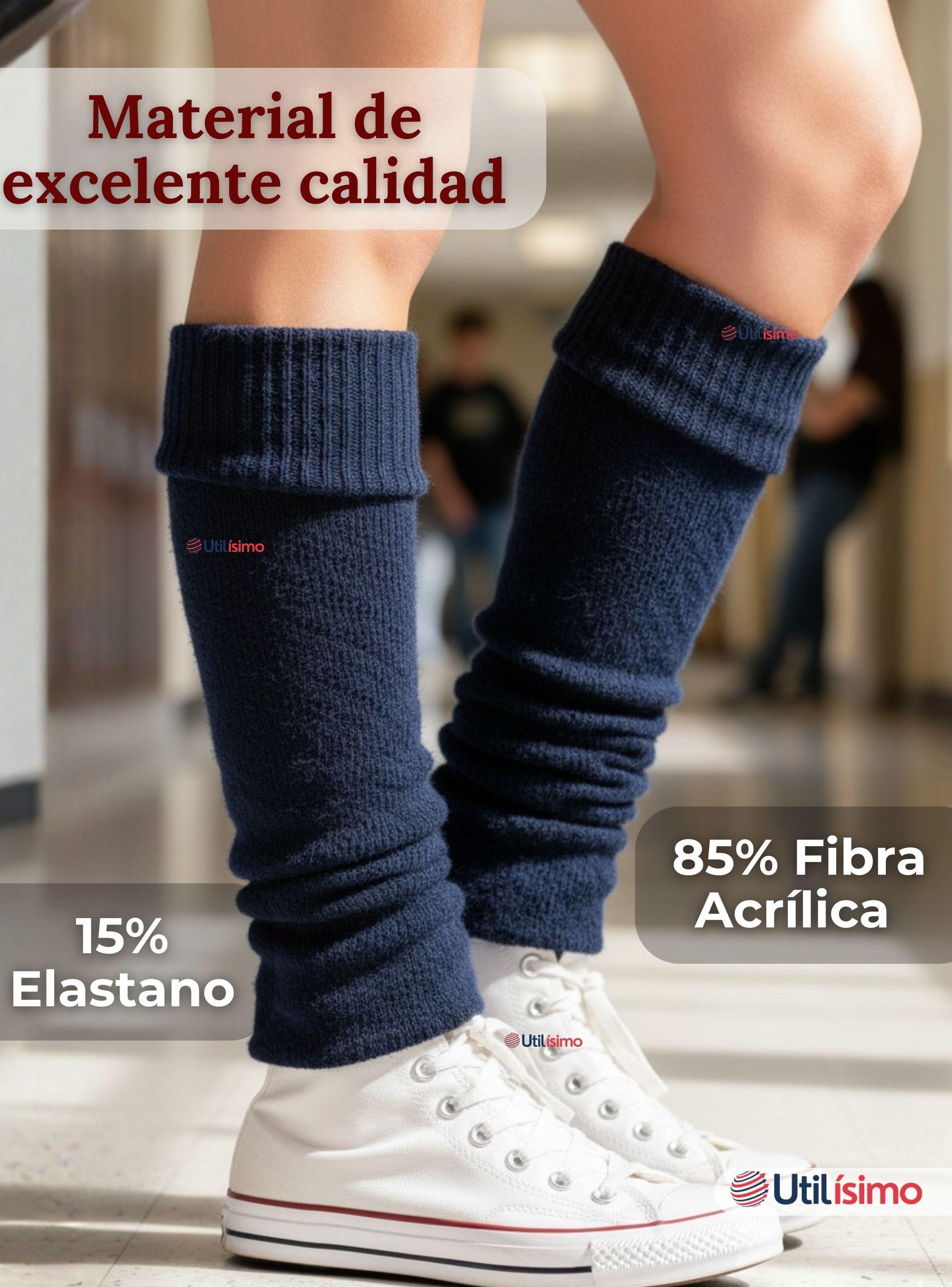 Pack 3 Polainas Escolares Invierno Abrigadoras para Niñas Color Azul Acrílico-6