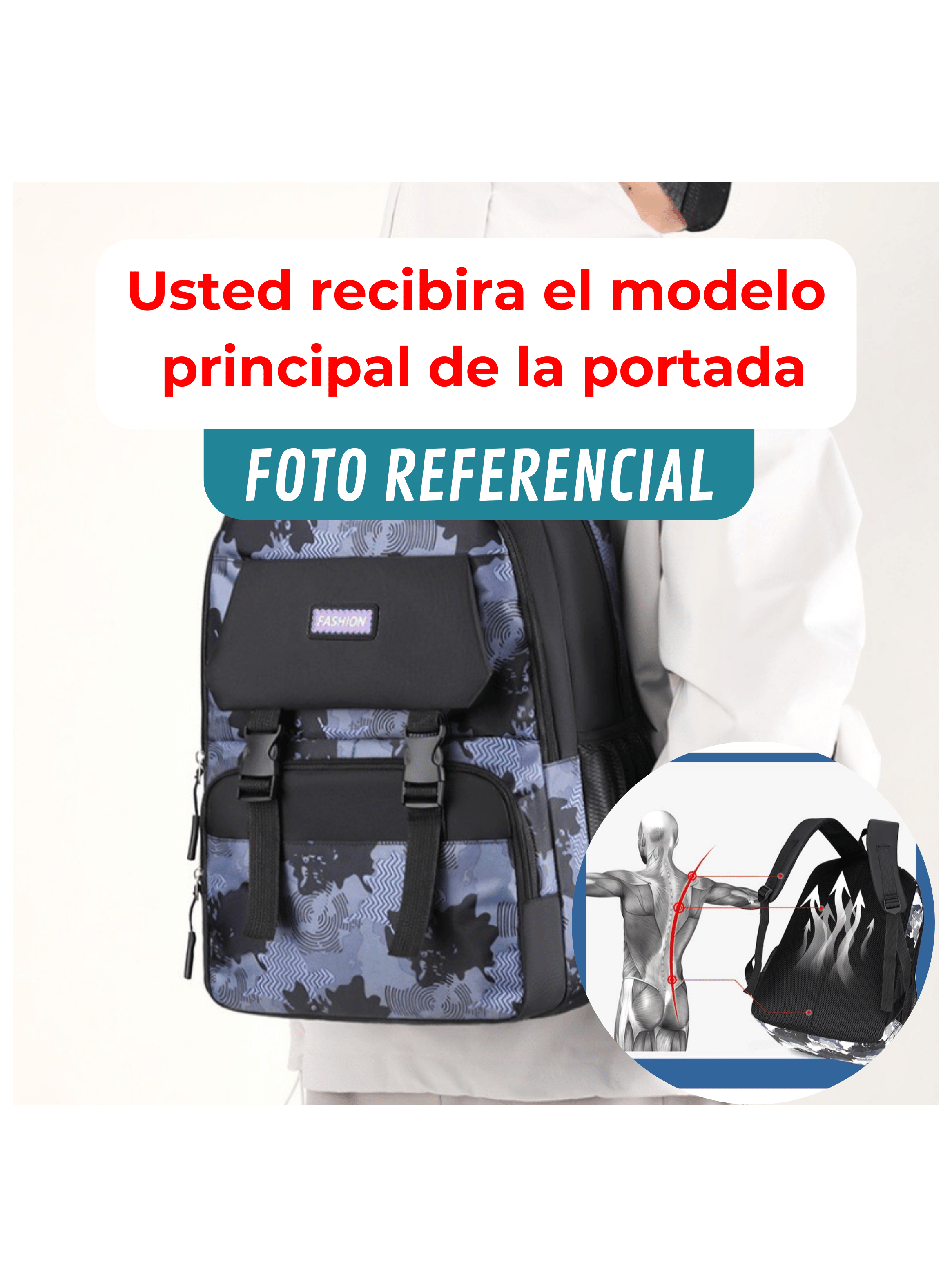 Mochila Escolar Juvenil Universitaria 47cm Black Gray-3