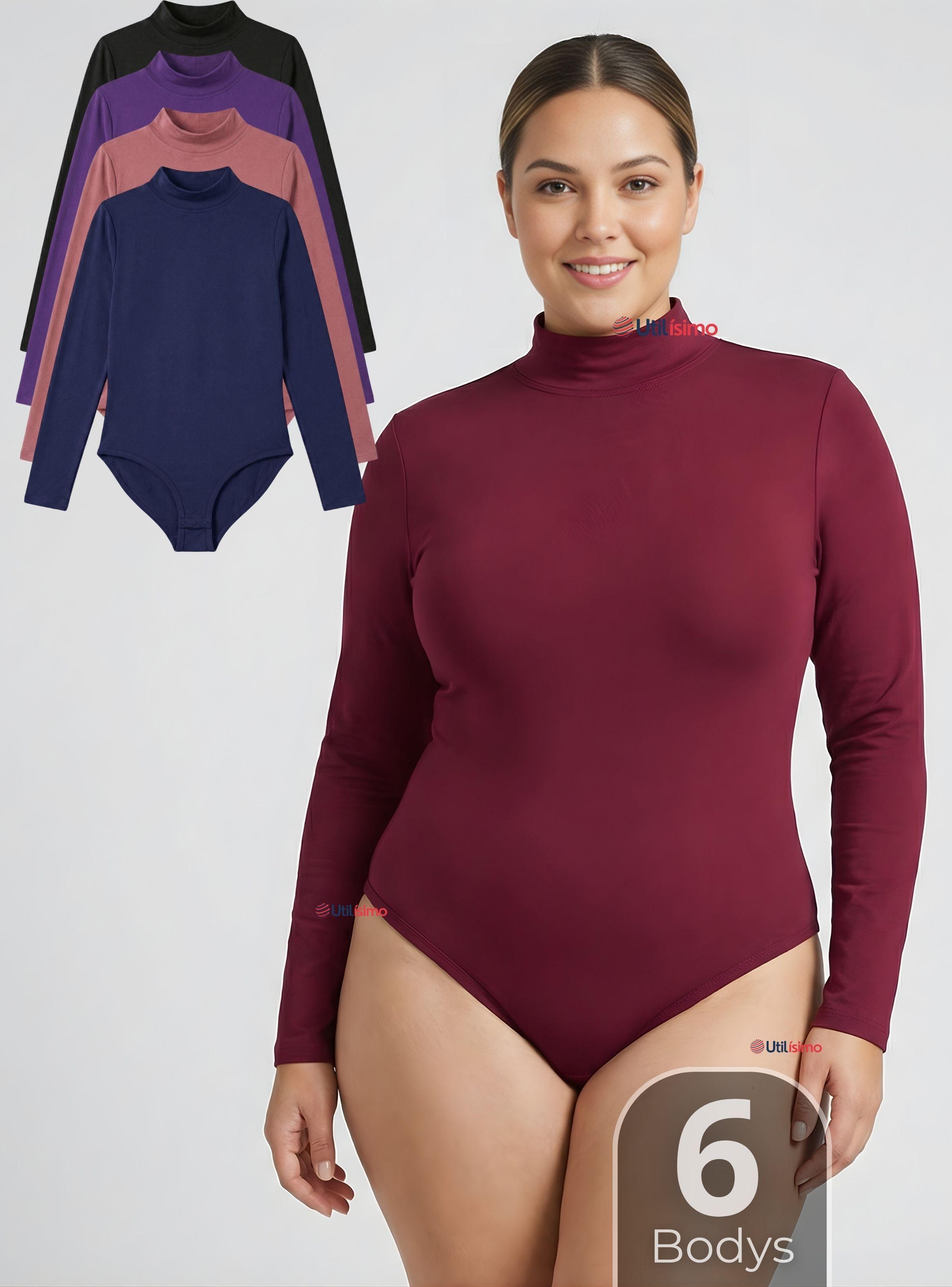 Pack 6 Bodys Manga Larga de Bambú Cuello Alto Beatle Mujer Colores Surtidos-0