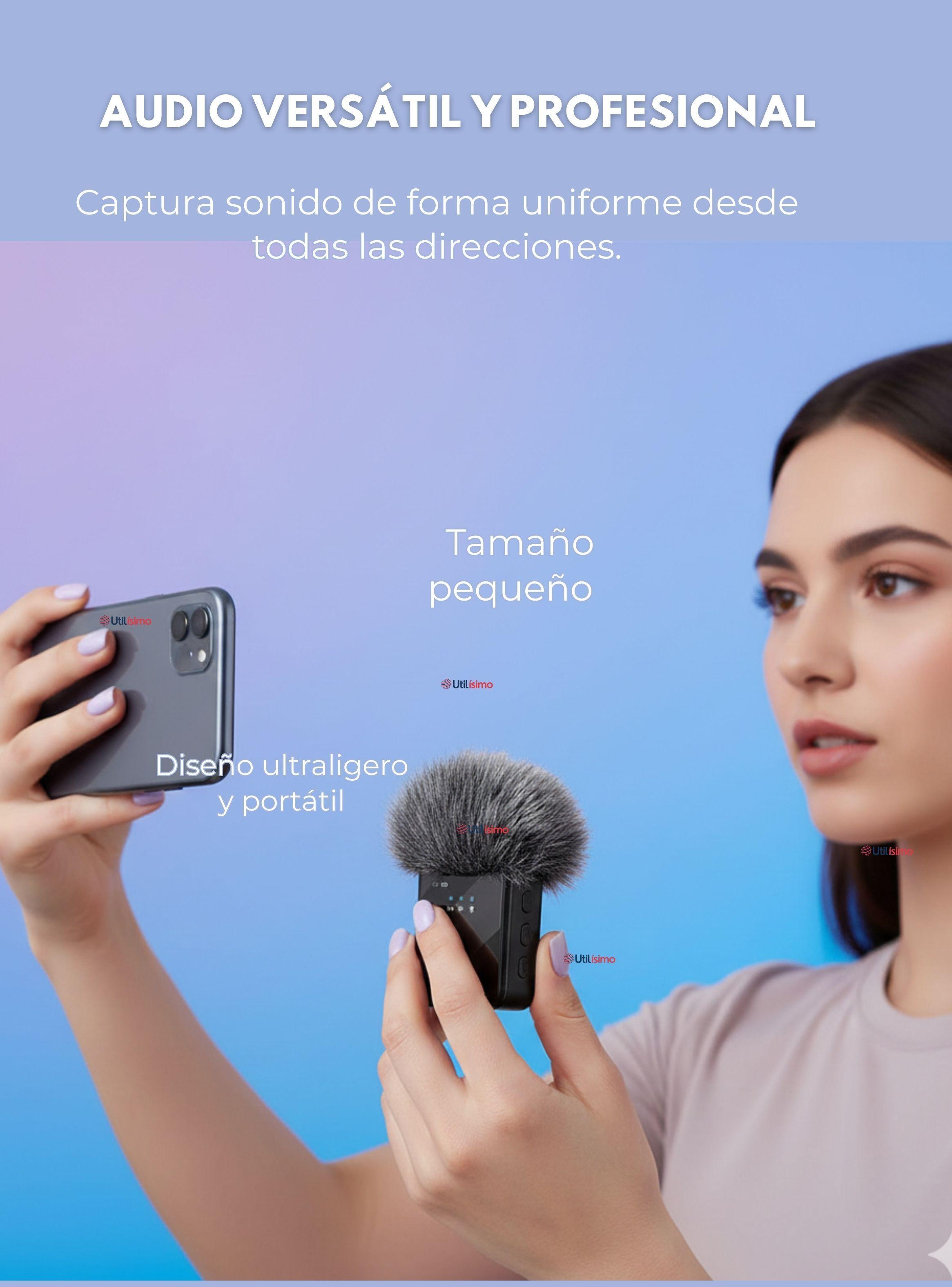 Pack 2 Micrófonos Inalámbrico 3 En 1 Para Celular iPhone Android Profesional -3