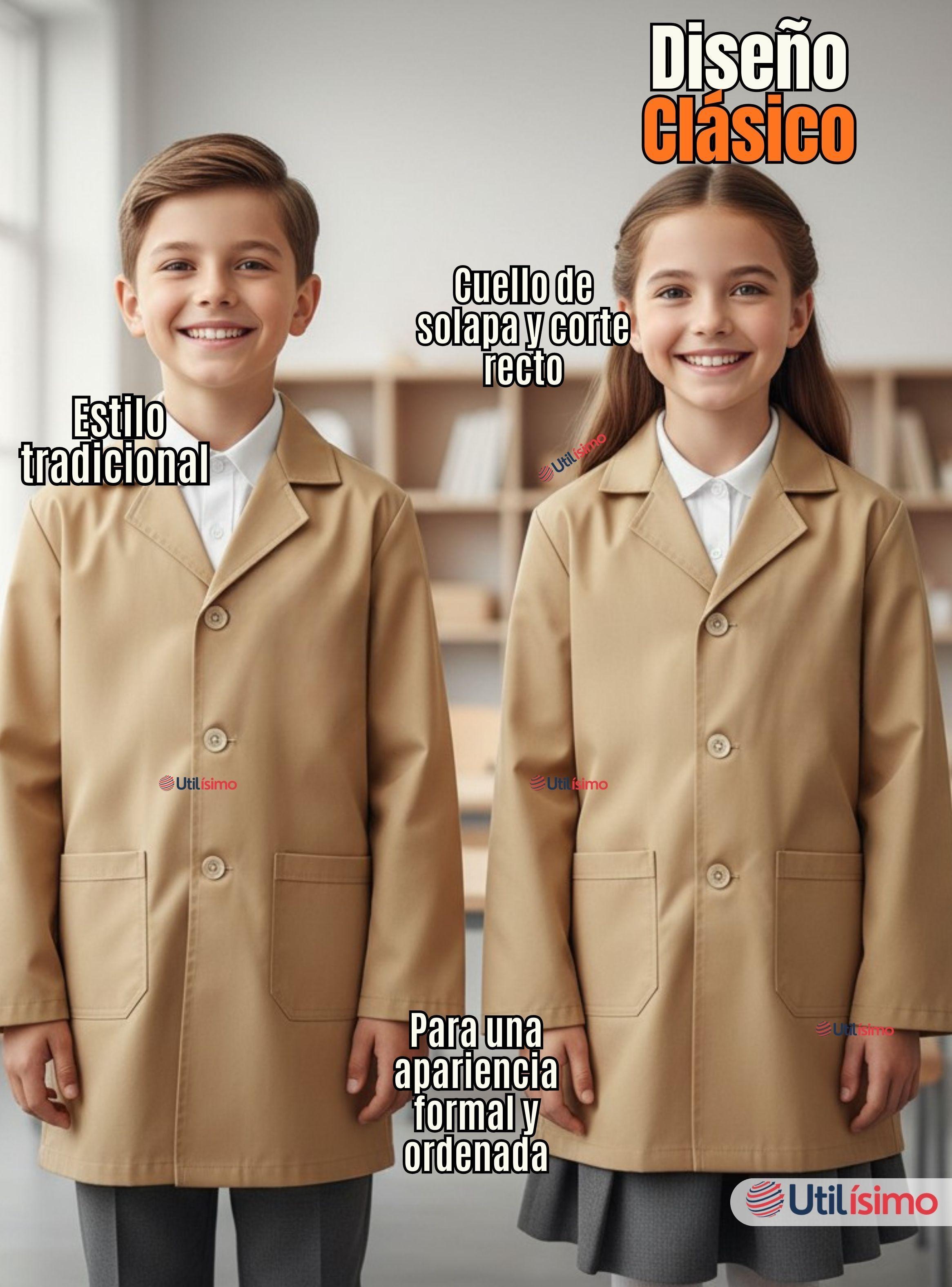 Cotona Delantal Escolar Beige Niño Niña Unisex Bata-6