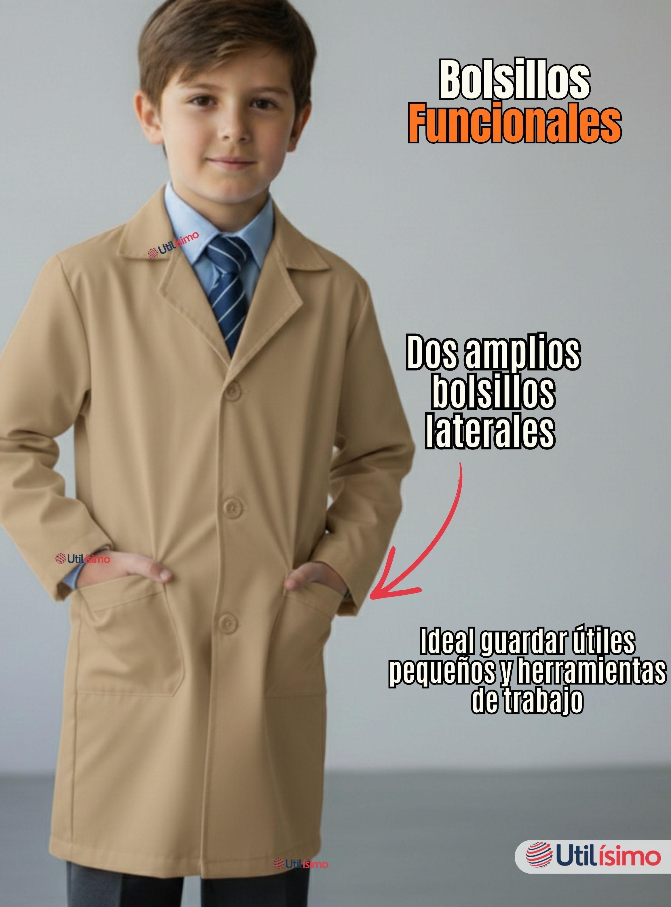 Cotona Delantal Escolar Beige Niño Niña Unisex Bata-7