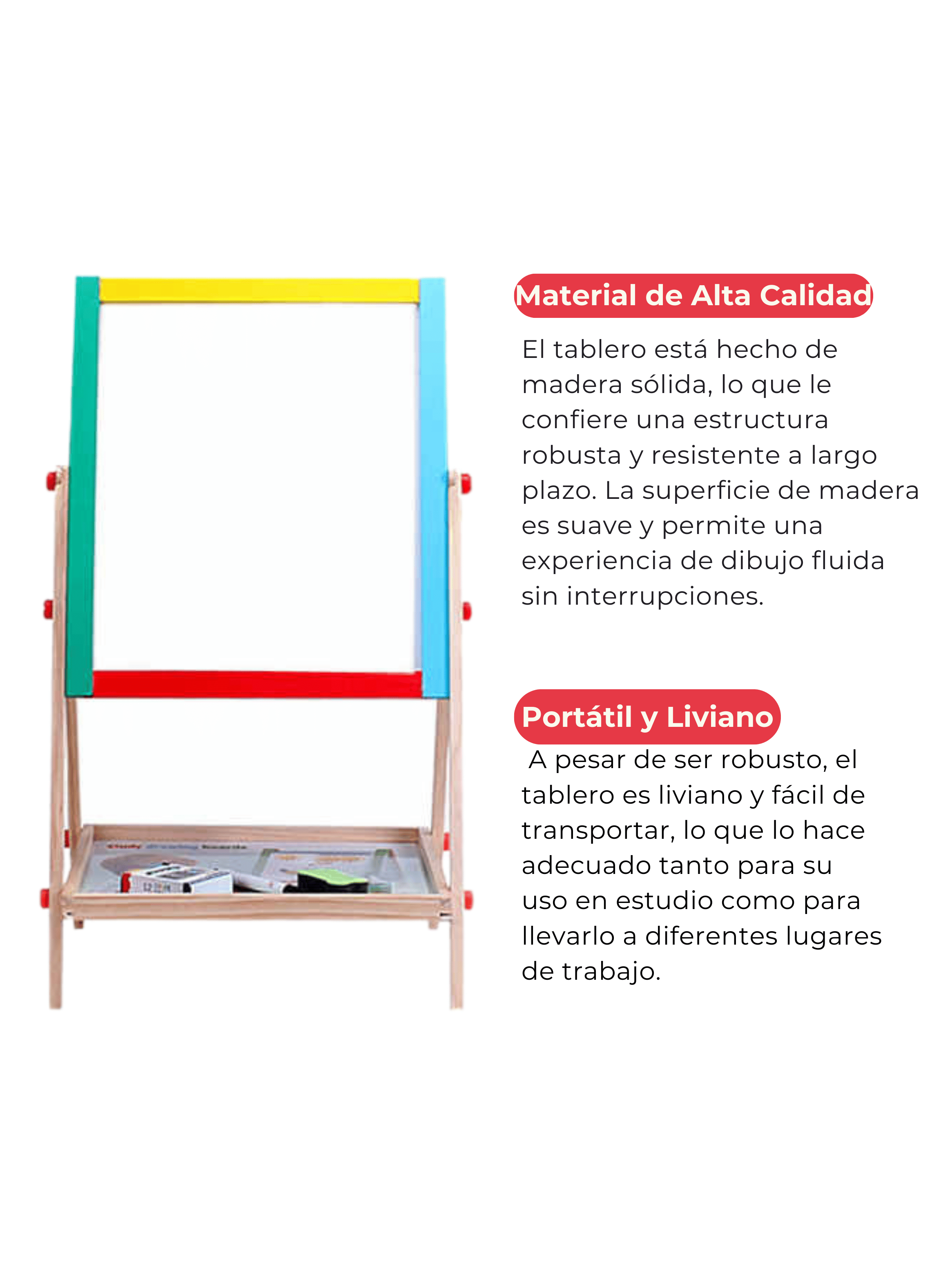 Pizarra Doble Cara Tiza Y Plumon Acrilica Madera Magnetica Niños-3