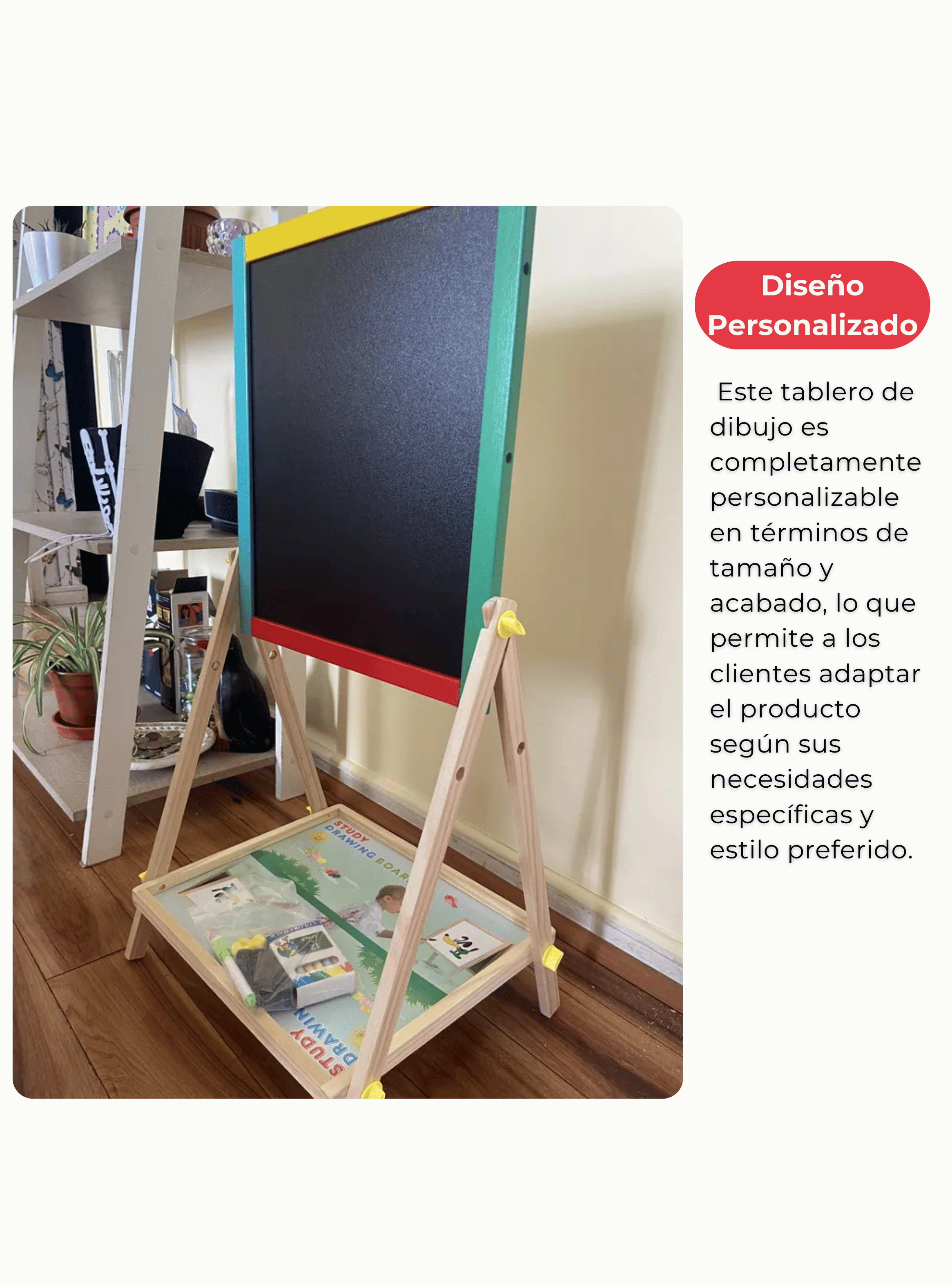 Pizarra Doble Cara Tiza Y Plumon Acrilica Madera Magnetica Niños-5