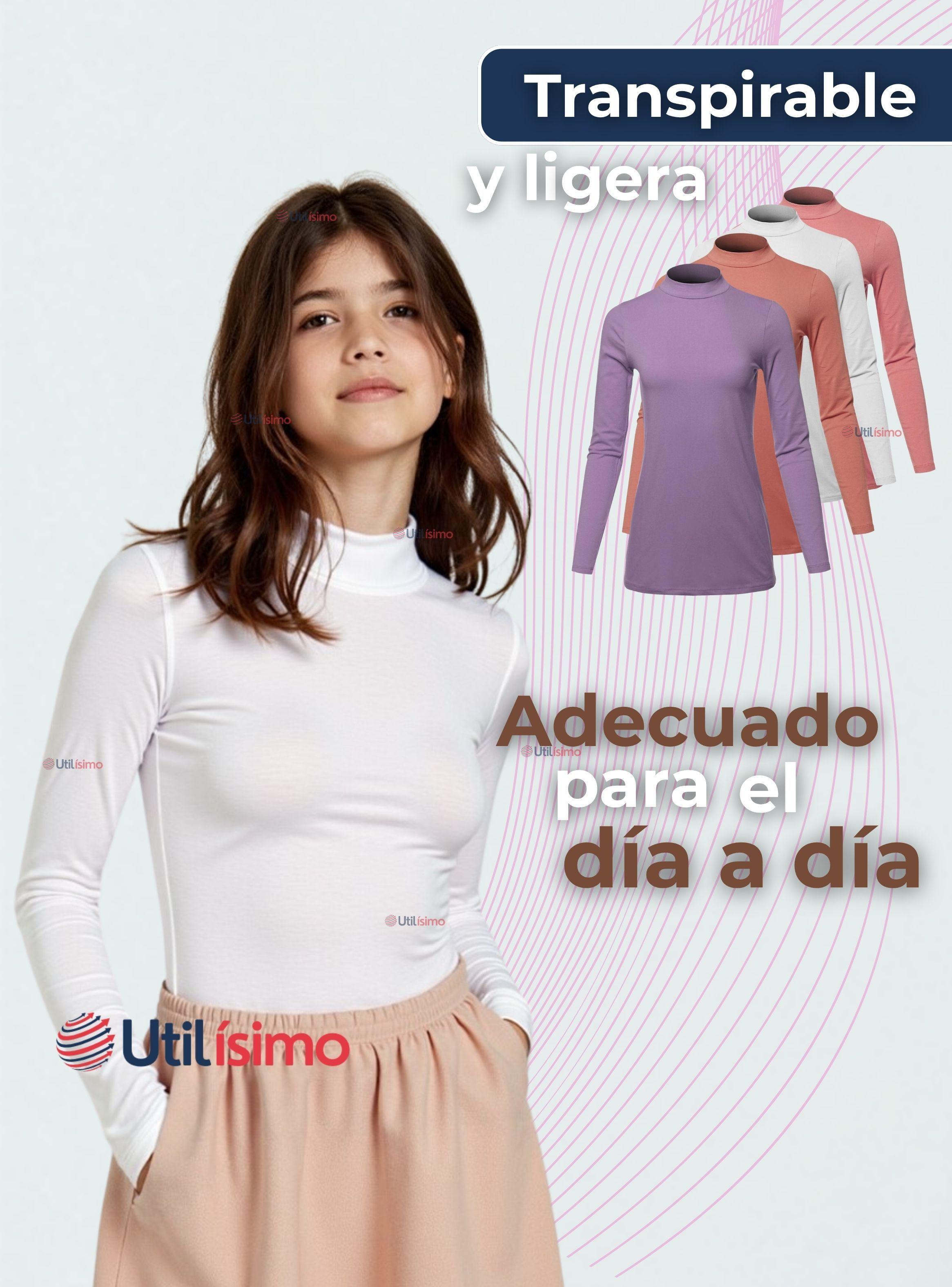 Pack 3 Camiseta Beatle Niña Juvenil Primera Capa Bambú Invierno Polera -6