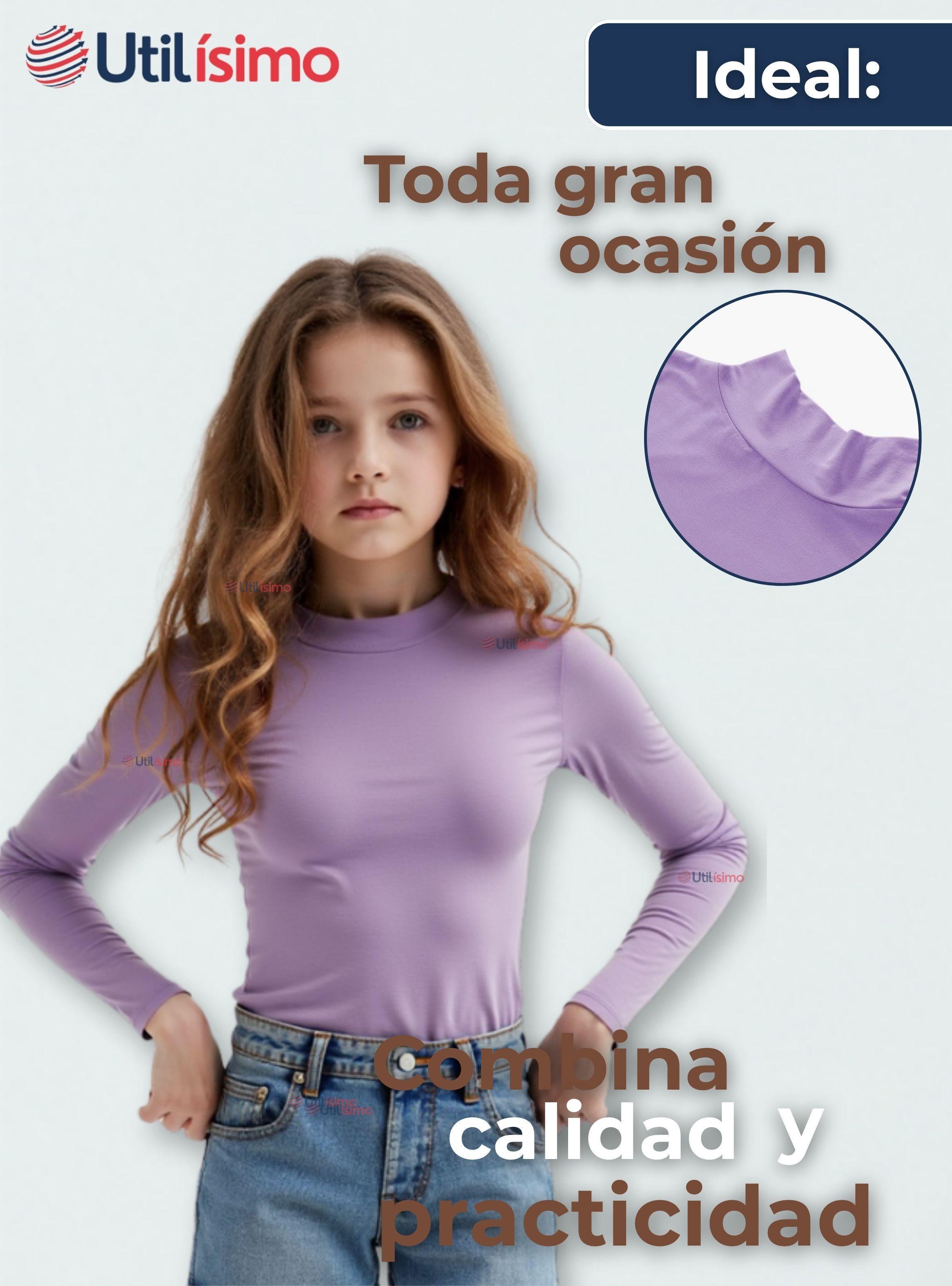 Pack 3 Camiseta Beatle Niña Juvenil Primera Capa Bambú Invierno Polera -3
