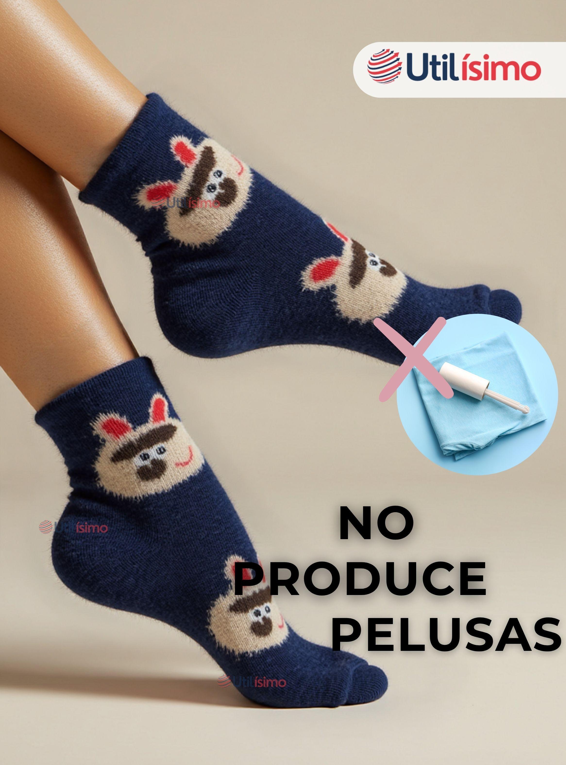 Pack 6 Pares Calcetines Terciopelo de Visón Mujer Diseños animales Surtidos Algodón-7