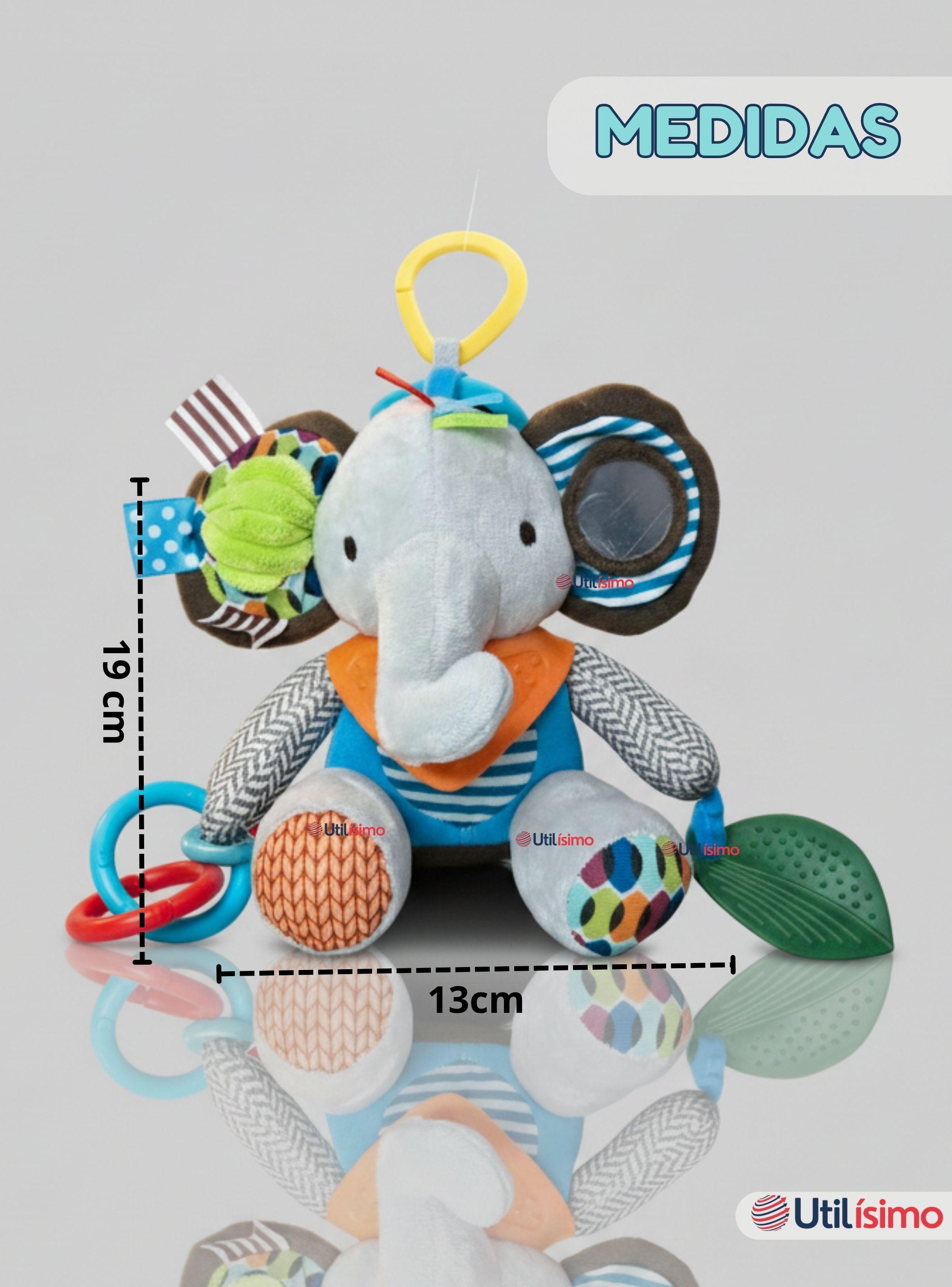 Juguete Peluche Animales Sensorial Con Mordedor Y Sonajero Diseño Elefante Niña y Niño-3